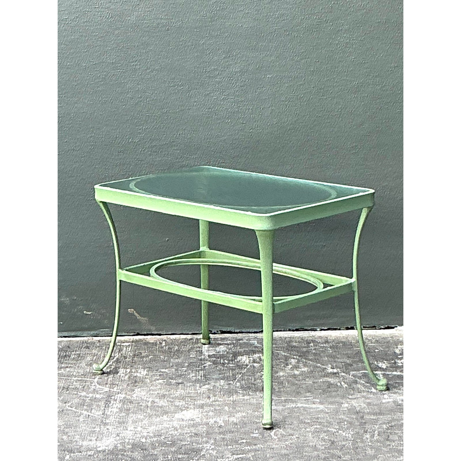 Vintage Boho Brown Jordan “Florentine” Side Table - Back view