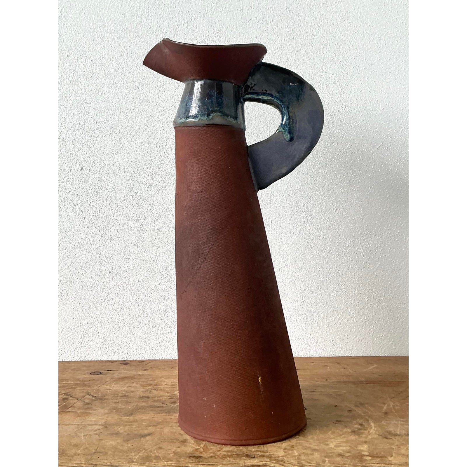 Vintage Boho Original Studio Pottery Pitcher - Top view
