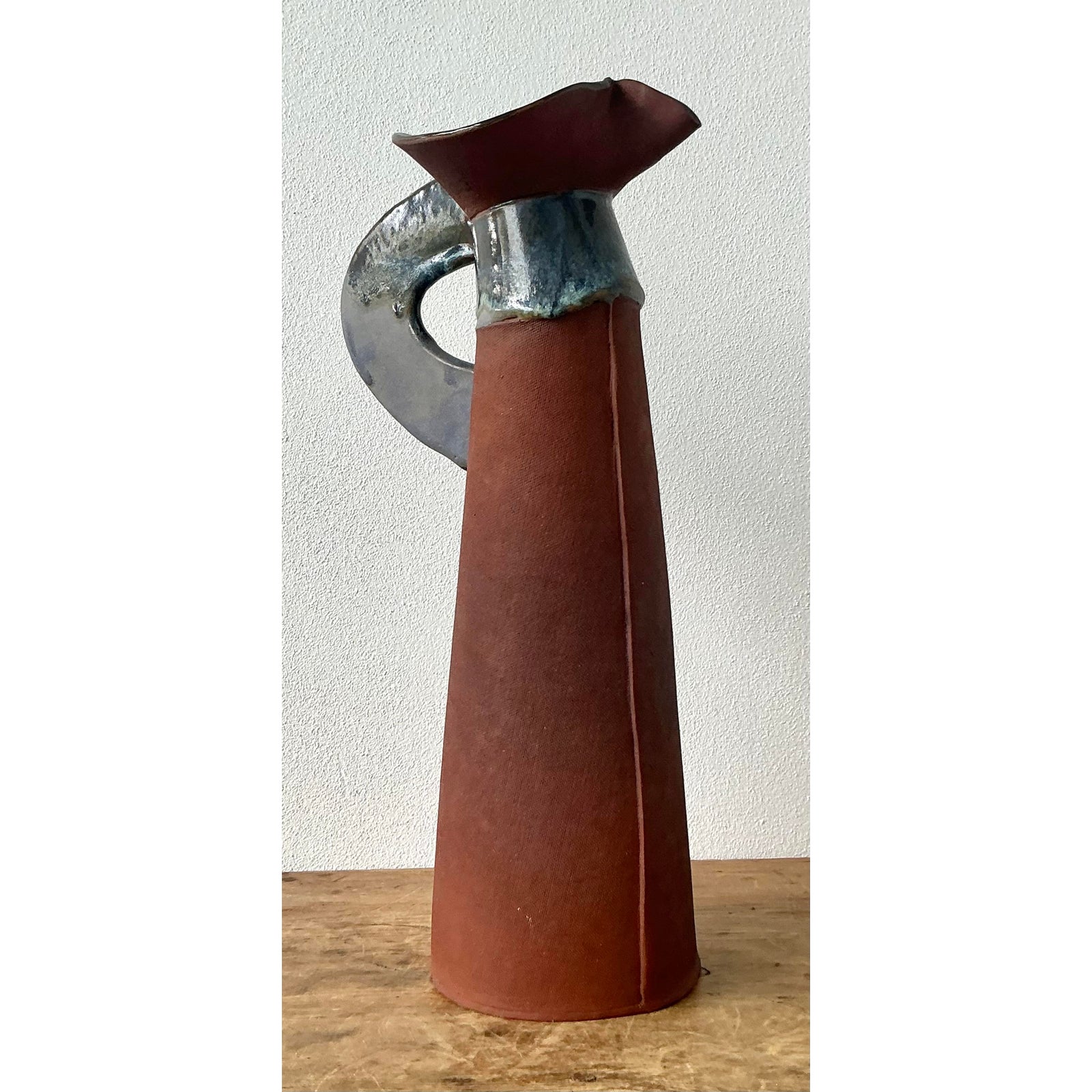 Vintage Boho Original Studio Pottery Pitcher - Detail view