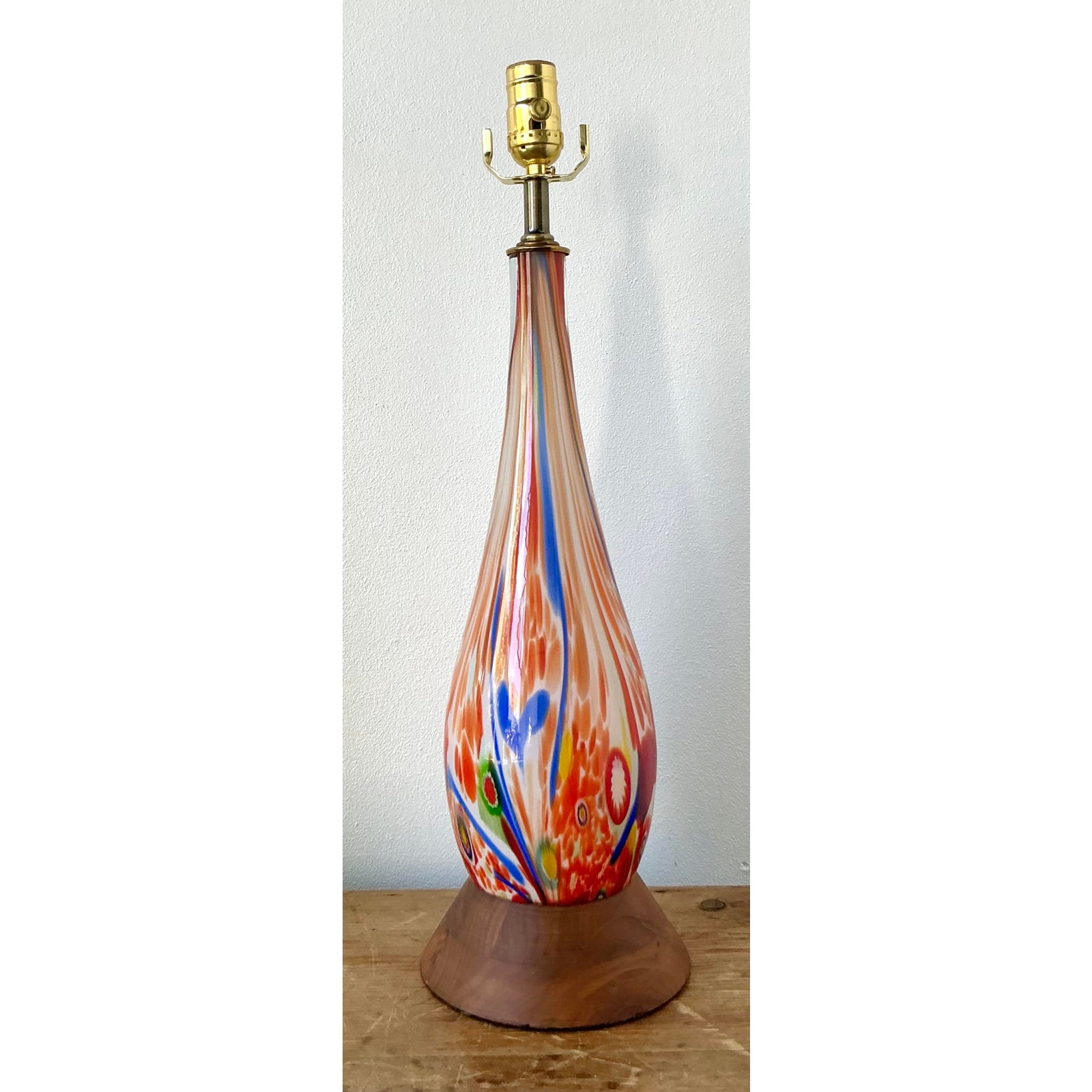 Vintage Boho Italian Glass Lamp - Detail view