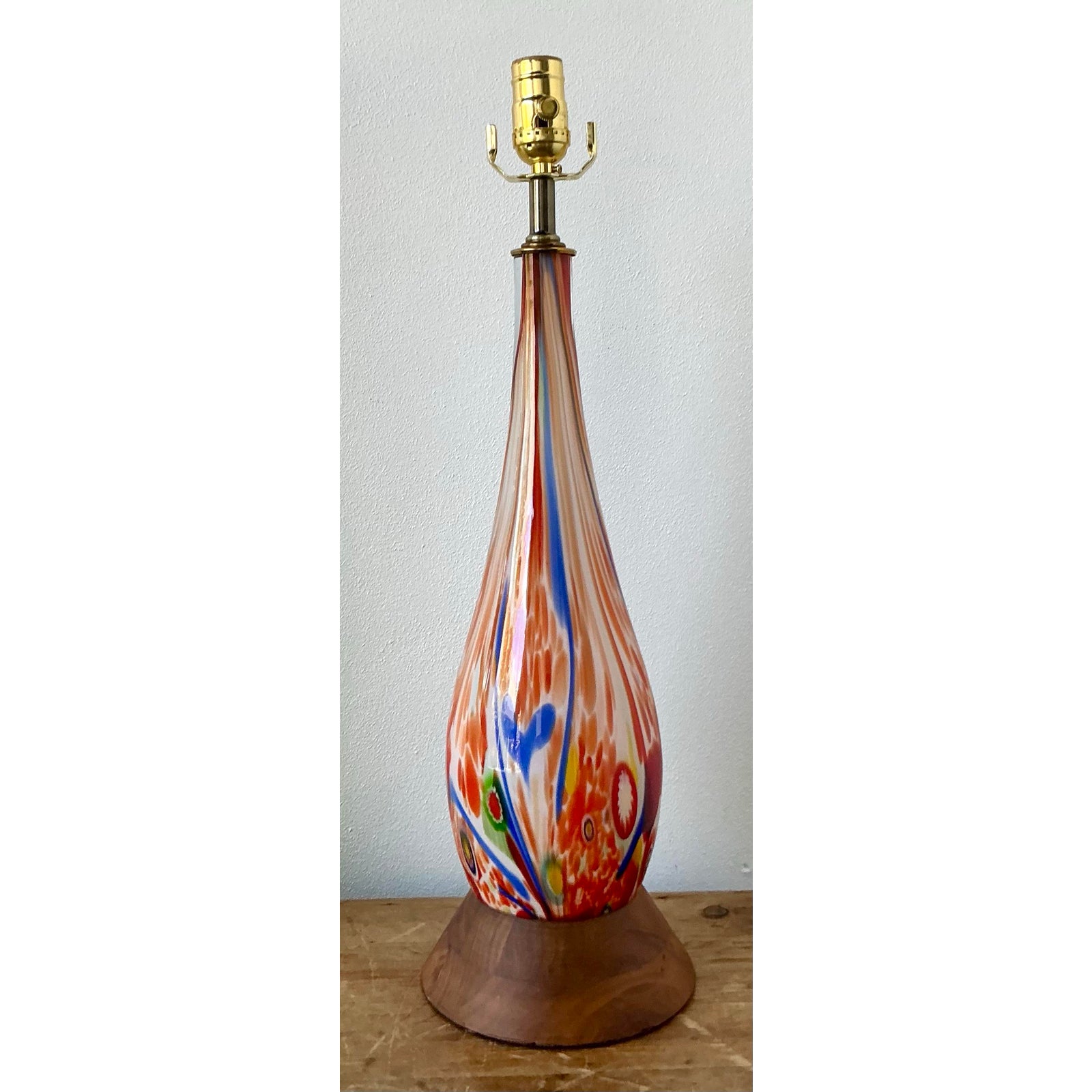 Vintage Boho Italian Glass Lamp - Side view