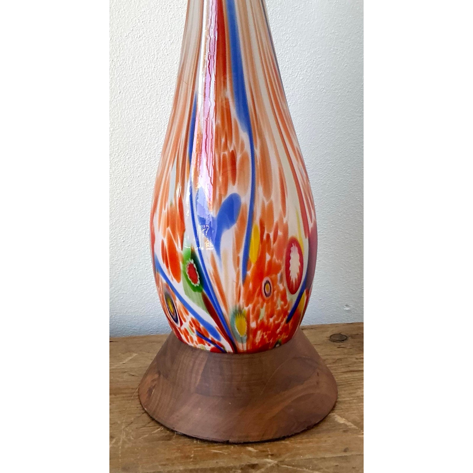 Vintage Boho Italian Glass Lamp - Back view