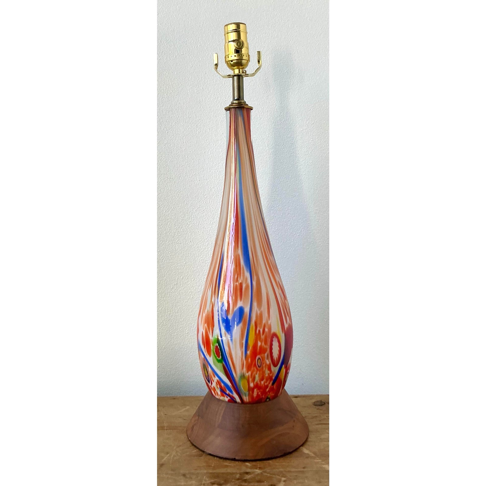 Vintage Boho Italian Glass Lamp - Top view
