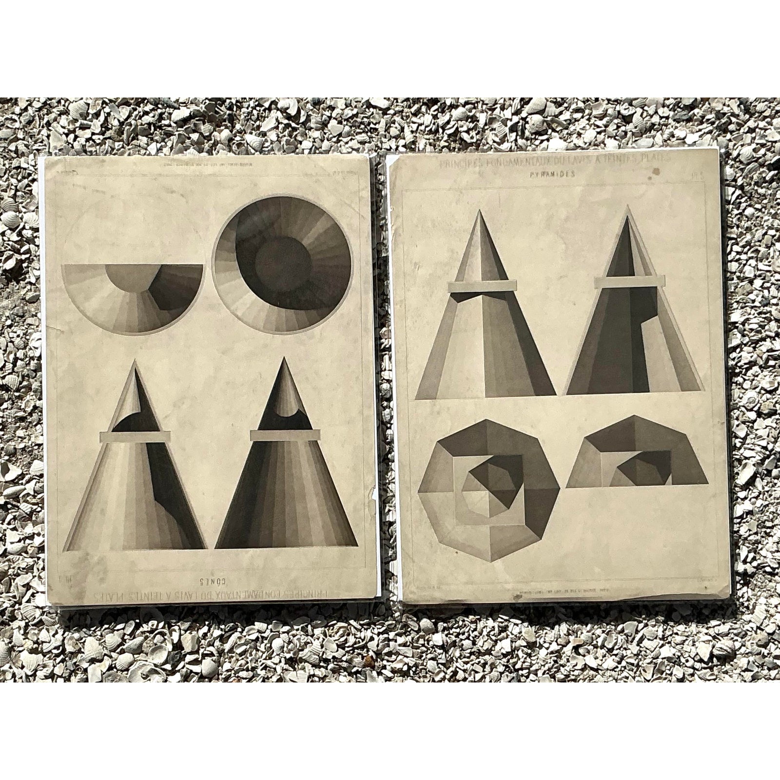 Vintage Boho Geometric Sphere Engravings - Set of 2 - Detail view