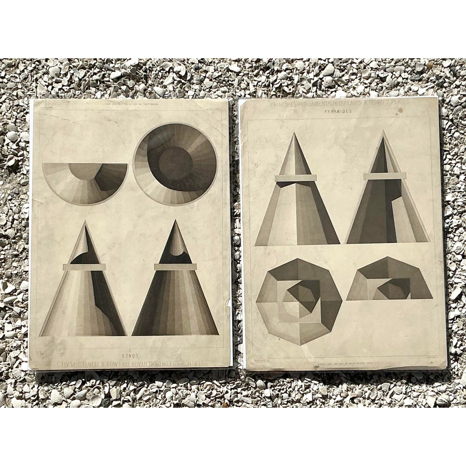 Vintage Boho Geometric Sphere Engravings - Set of 2 - Side view
