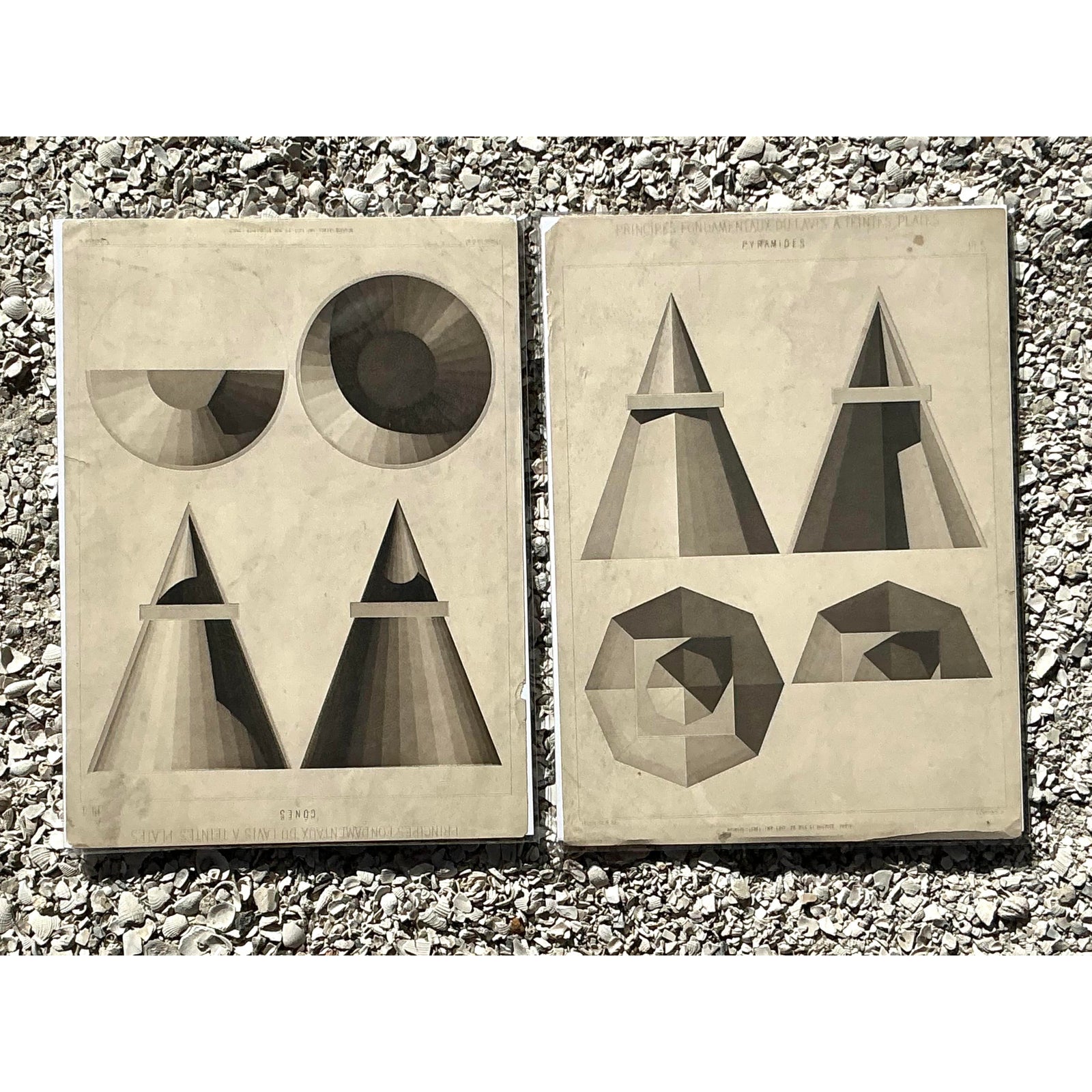 Vintage Boho Geometric Sphere Engravings - Set of 2 - Back view