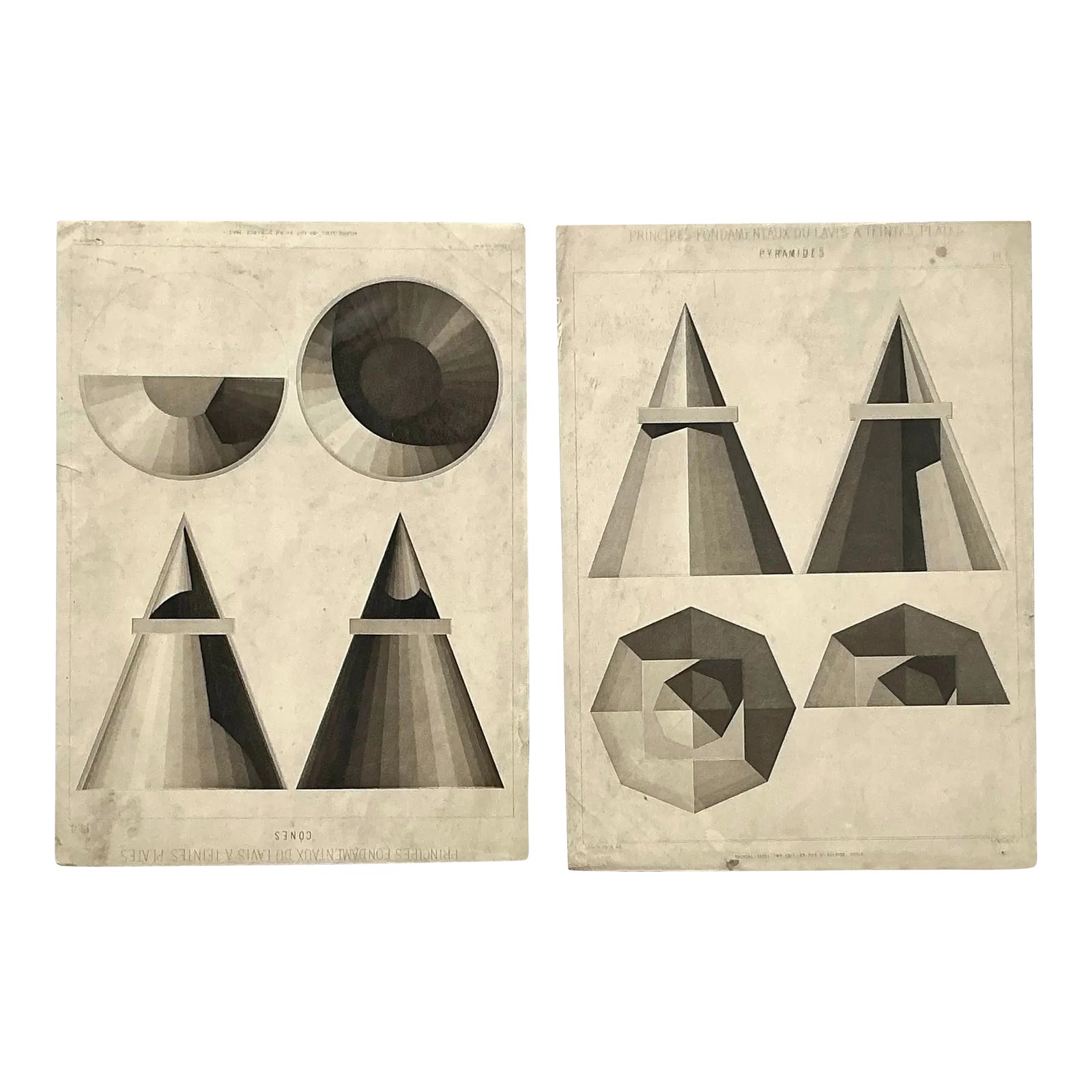 Vintage Boho Geometric Sphere Engravings - Set of 2