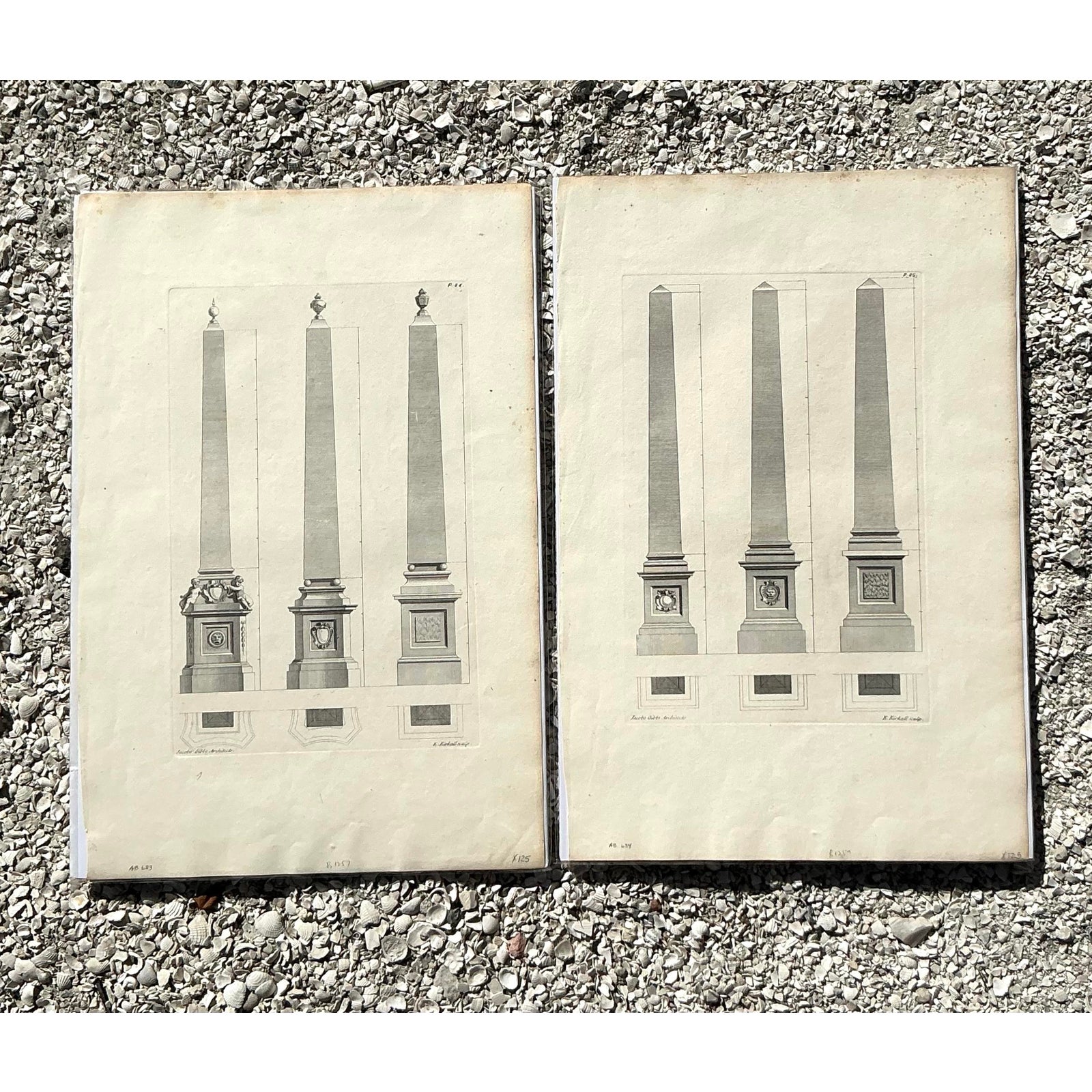 Vintage Boho Obelisk Engravings - Set of 2 - Detail view