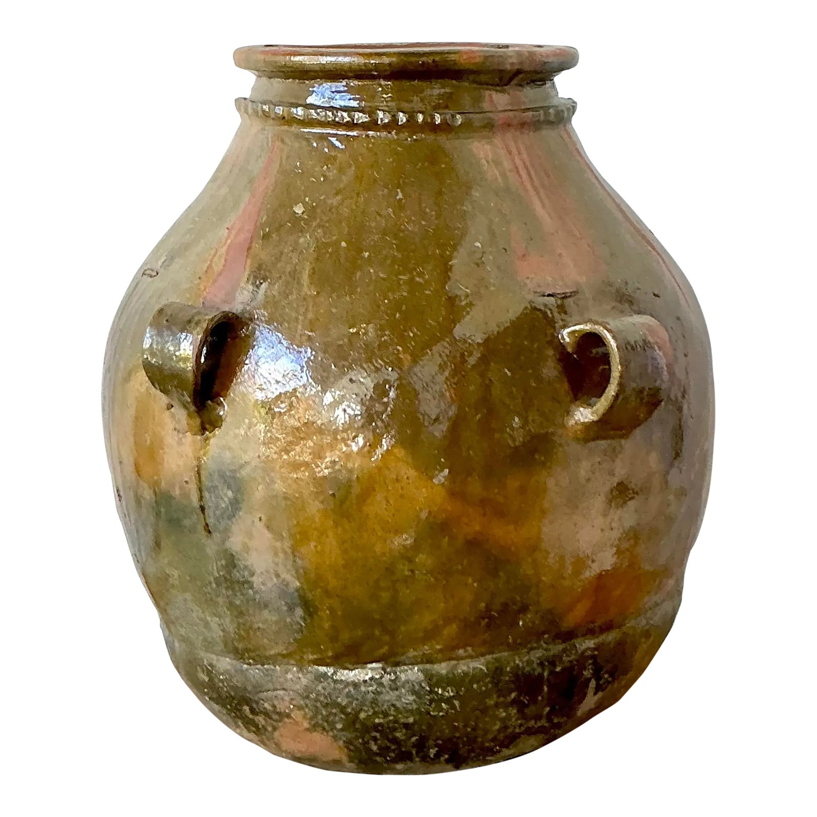 Vintage Boho Glazed Ceramic Urn