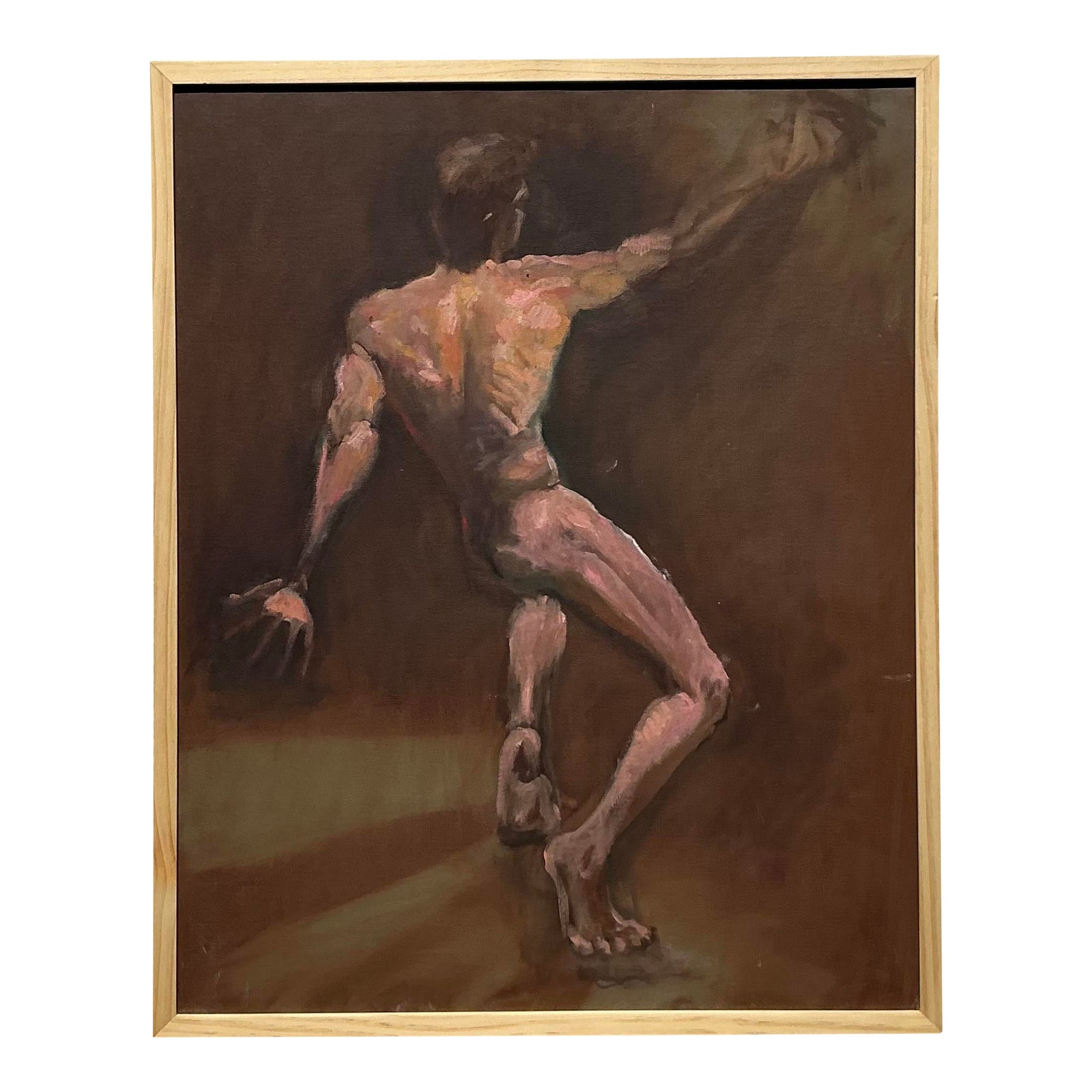 Vintage Boho Original Oil Nude on Canvas