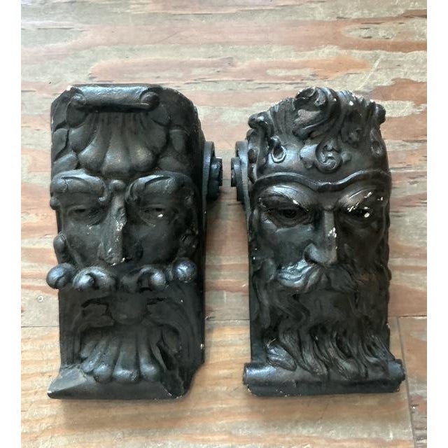 Vintage Boho Painted Plaster Corbels - Set of 2 - Detail view