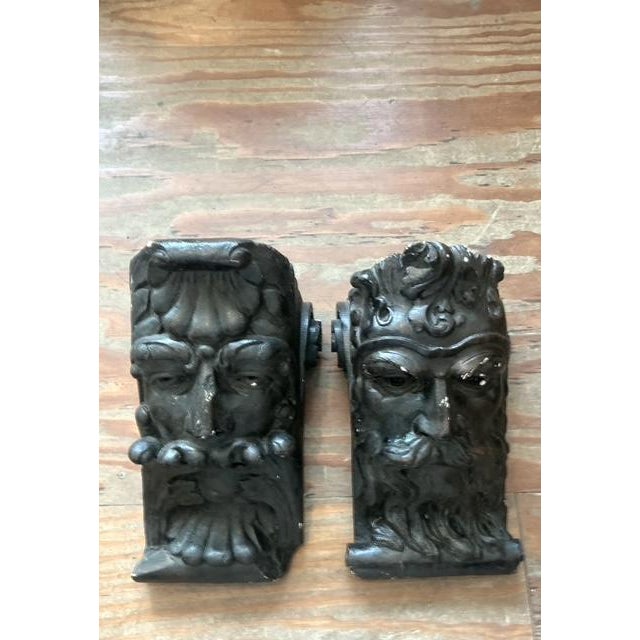 Vintage Boho Painted Plaster Corbels - Set of 2 - Top view