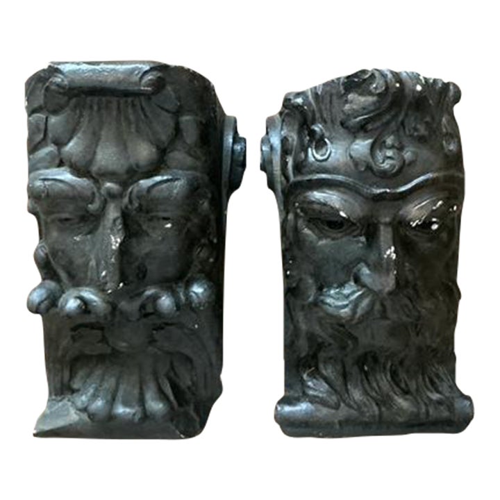 Vintage Boho Painted Plaster Corbels - Set of 2