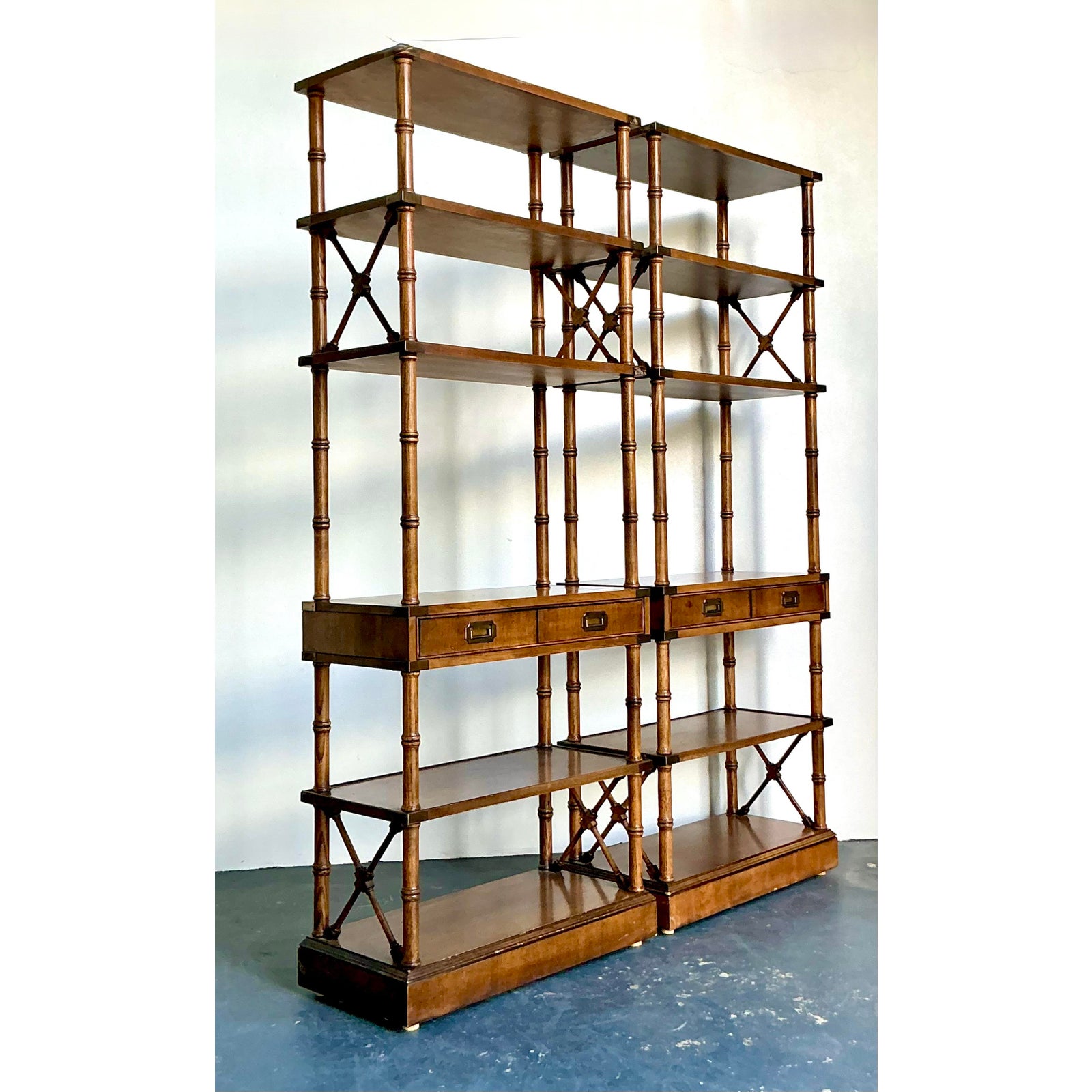 Vintage Boho Brandt Campaign Etagere - A Pair - Detail view