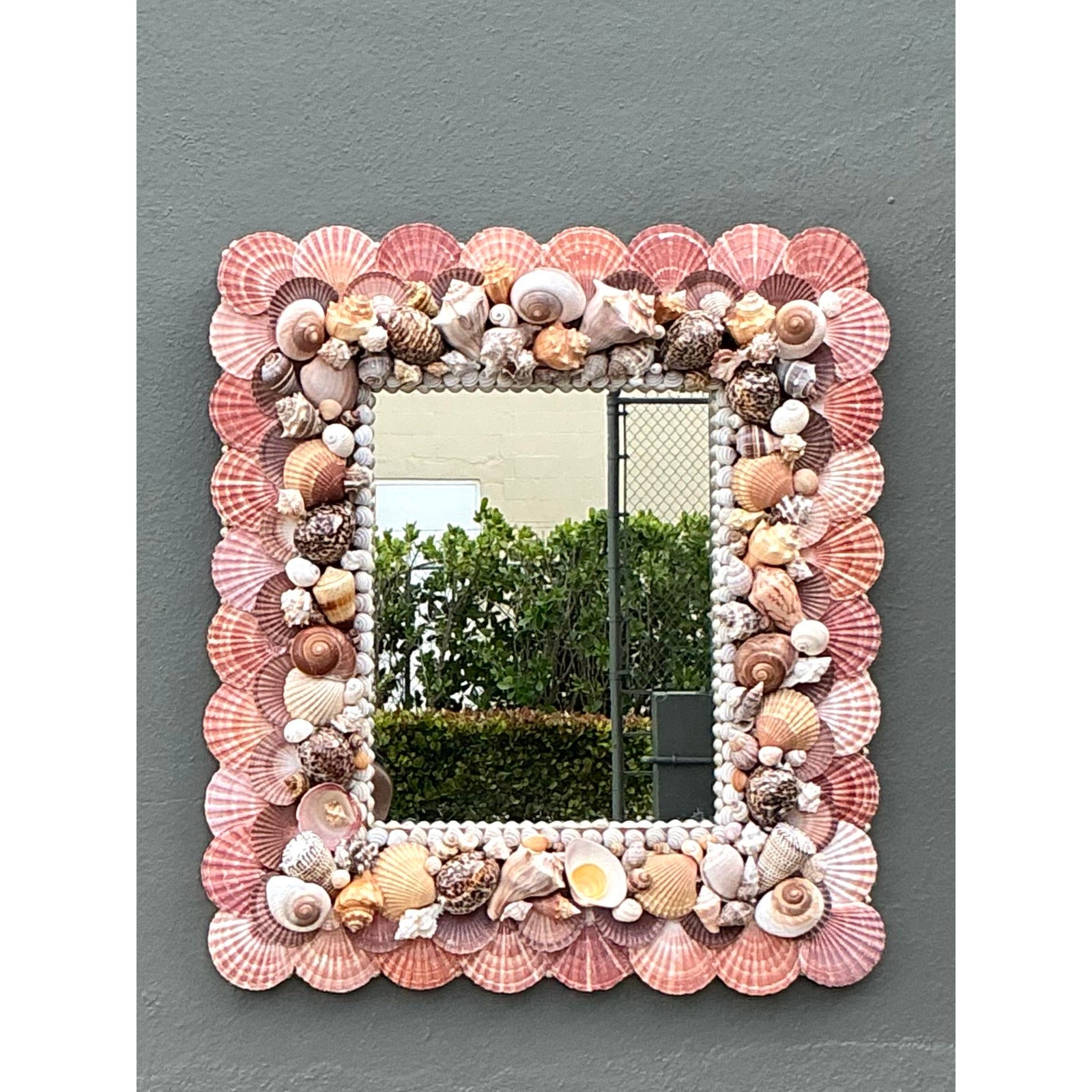 Vintage Boho Shell Encrusted Mirror - Detail view