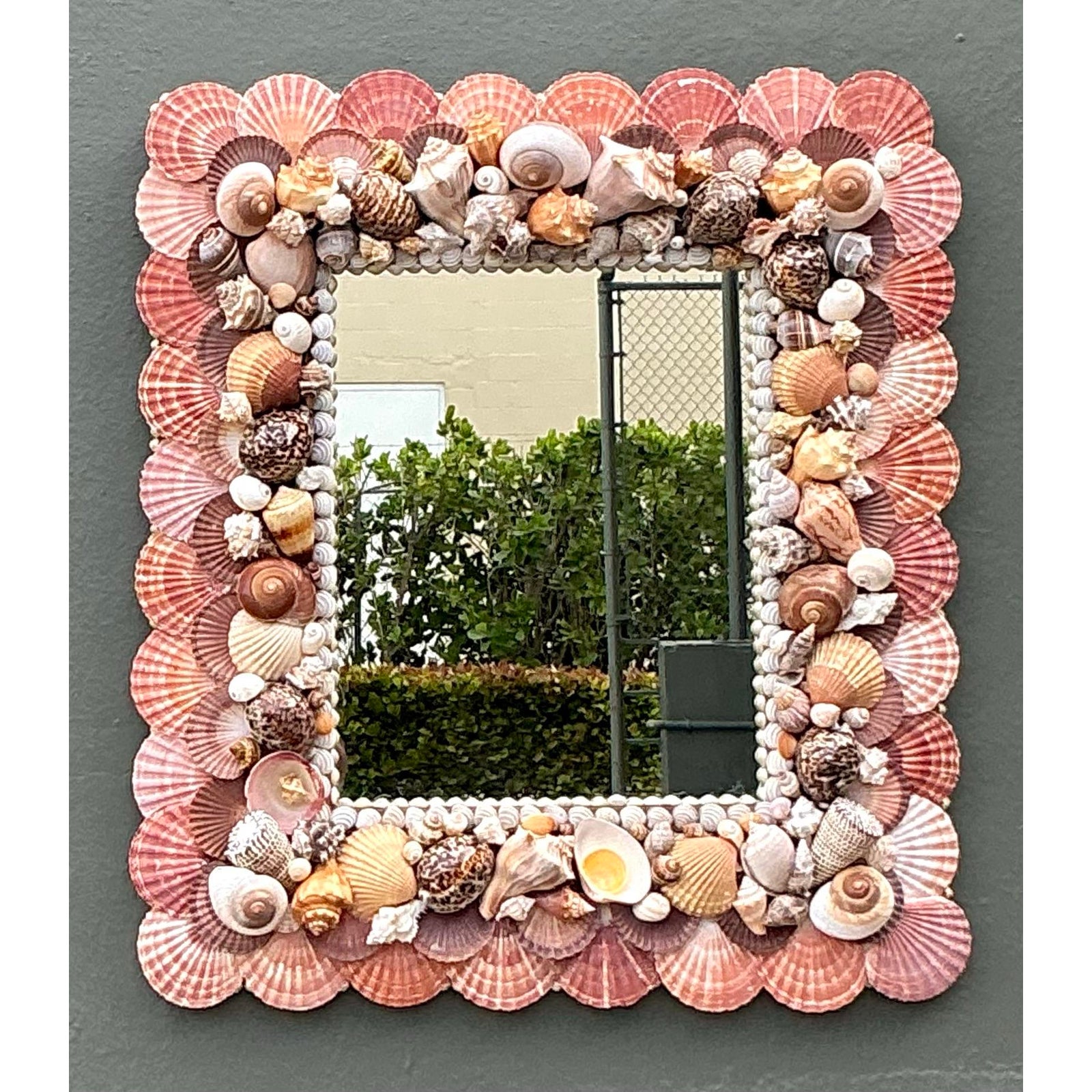 Vintage Boho Shell Encrusted Mirror - Back view