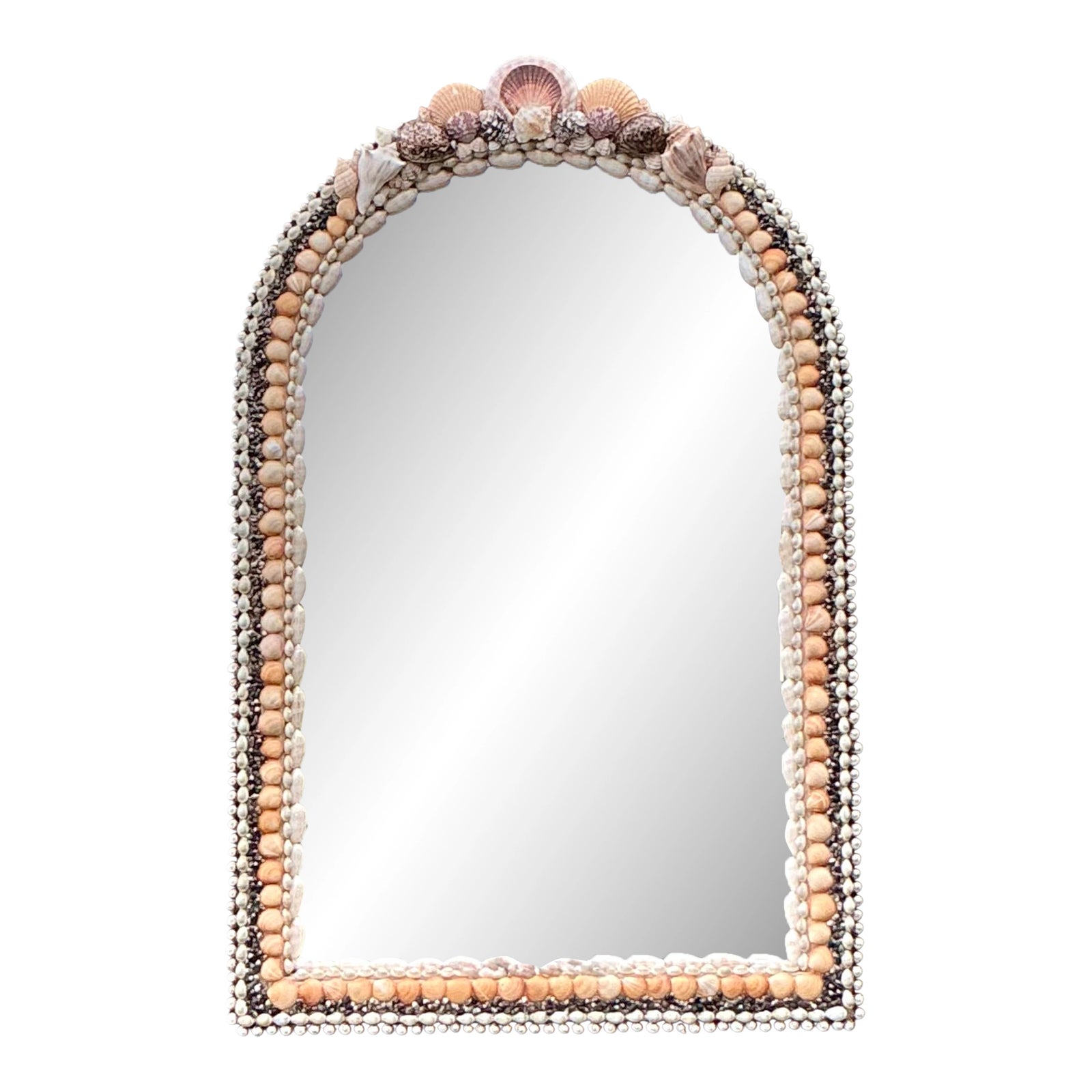 Vintage Boho Shell Encrusted Arched Mirror