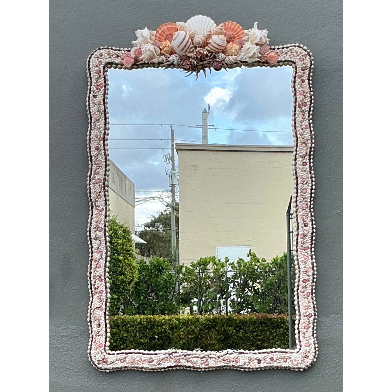 Vintage Boho Shell Encrusted Mirror - Detail view