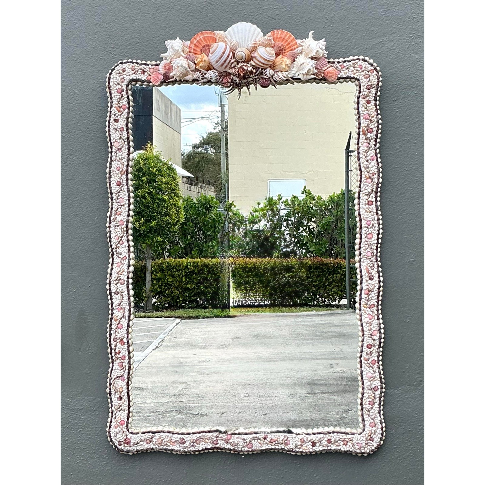 Vintage Boho Shell Encrusted Mirror - Back view