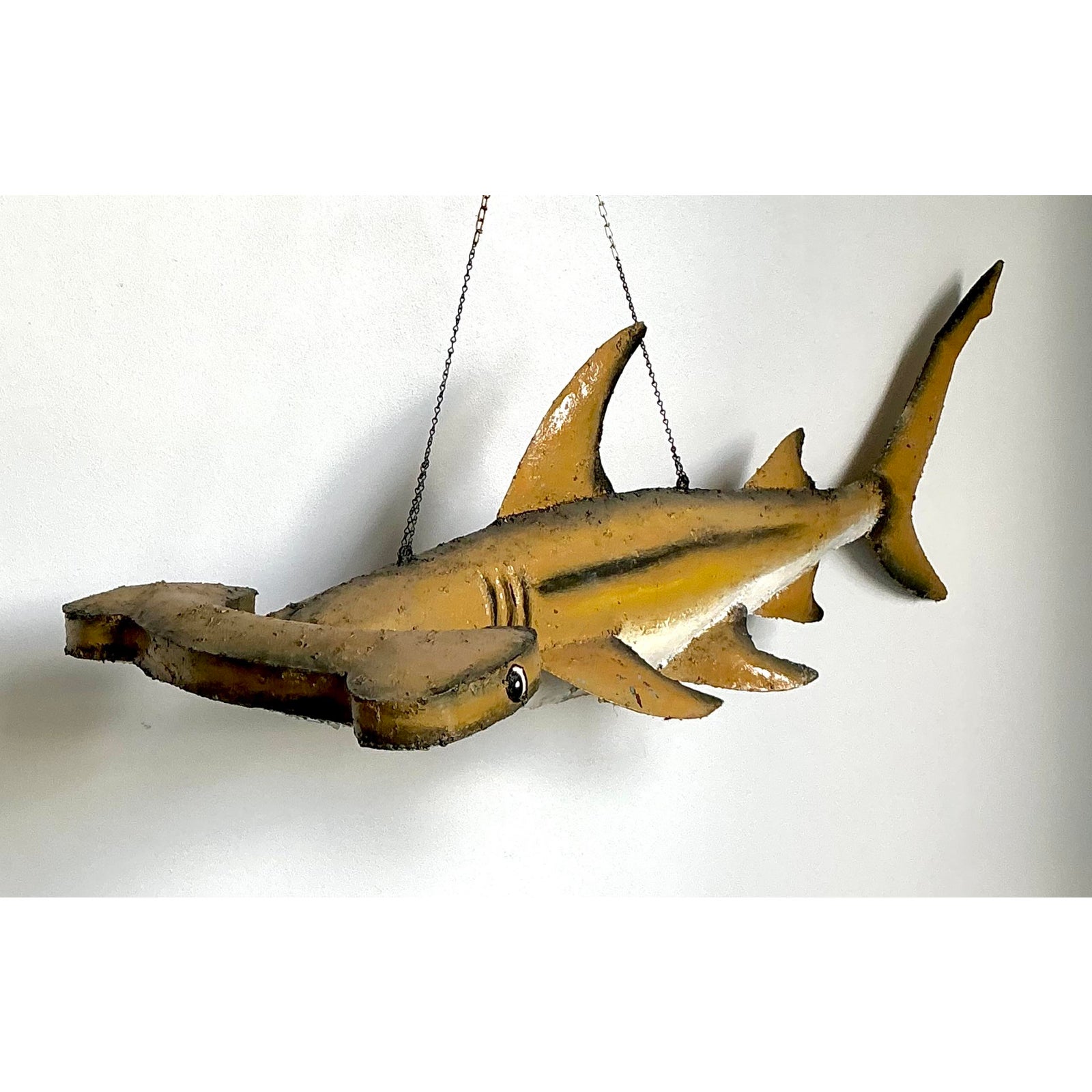 Vintage Boho Torch Cut Wrought Iron Hammer Head Shark - Detail view