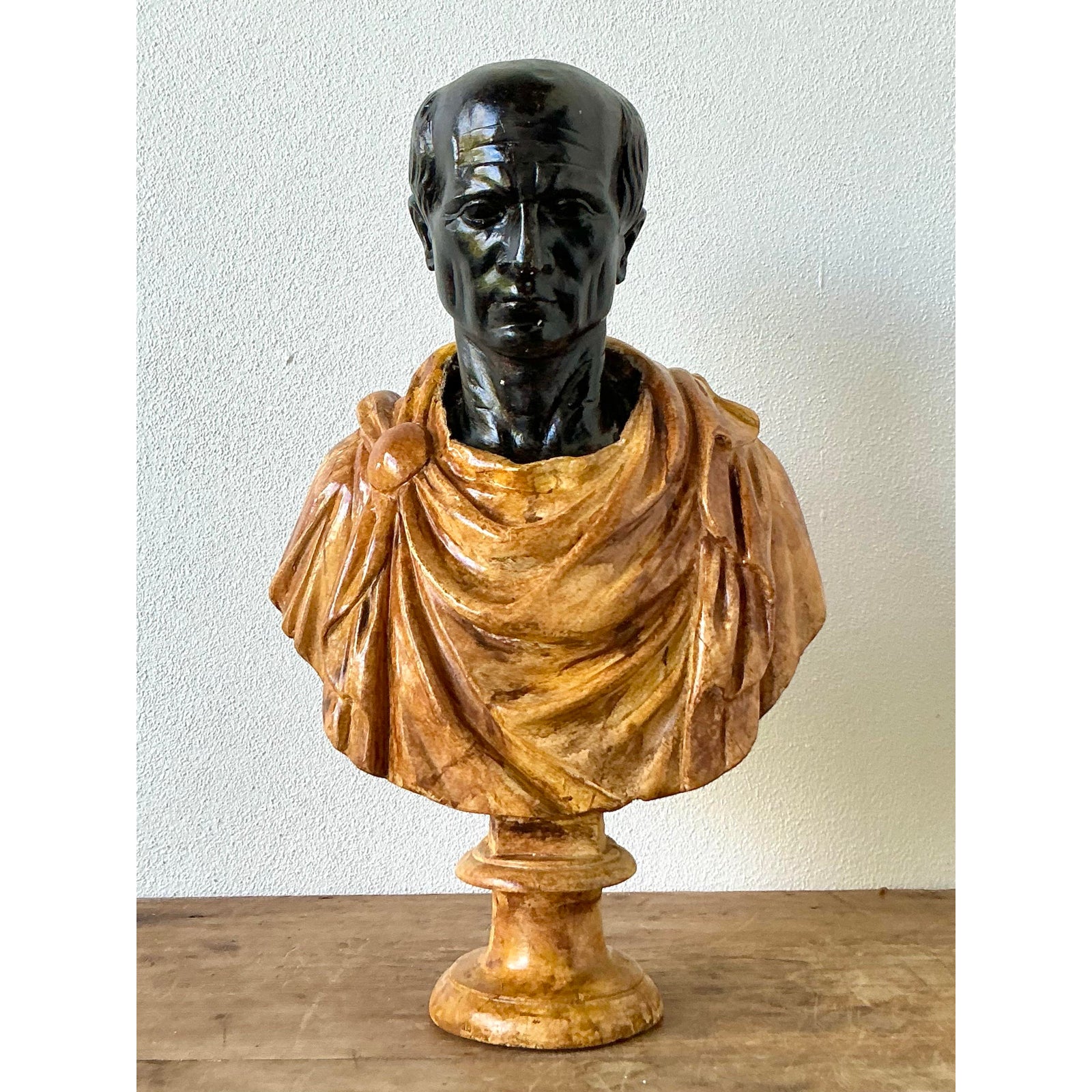 Vintage Grand Tour Plaster Bust of Man - Side view