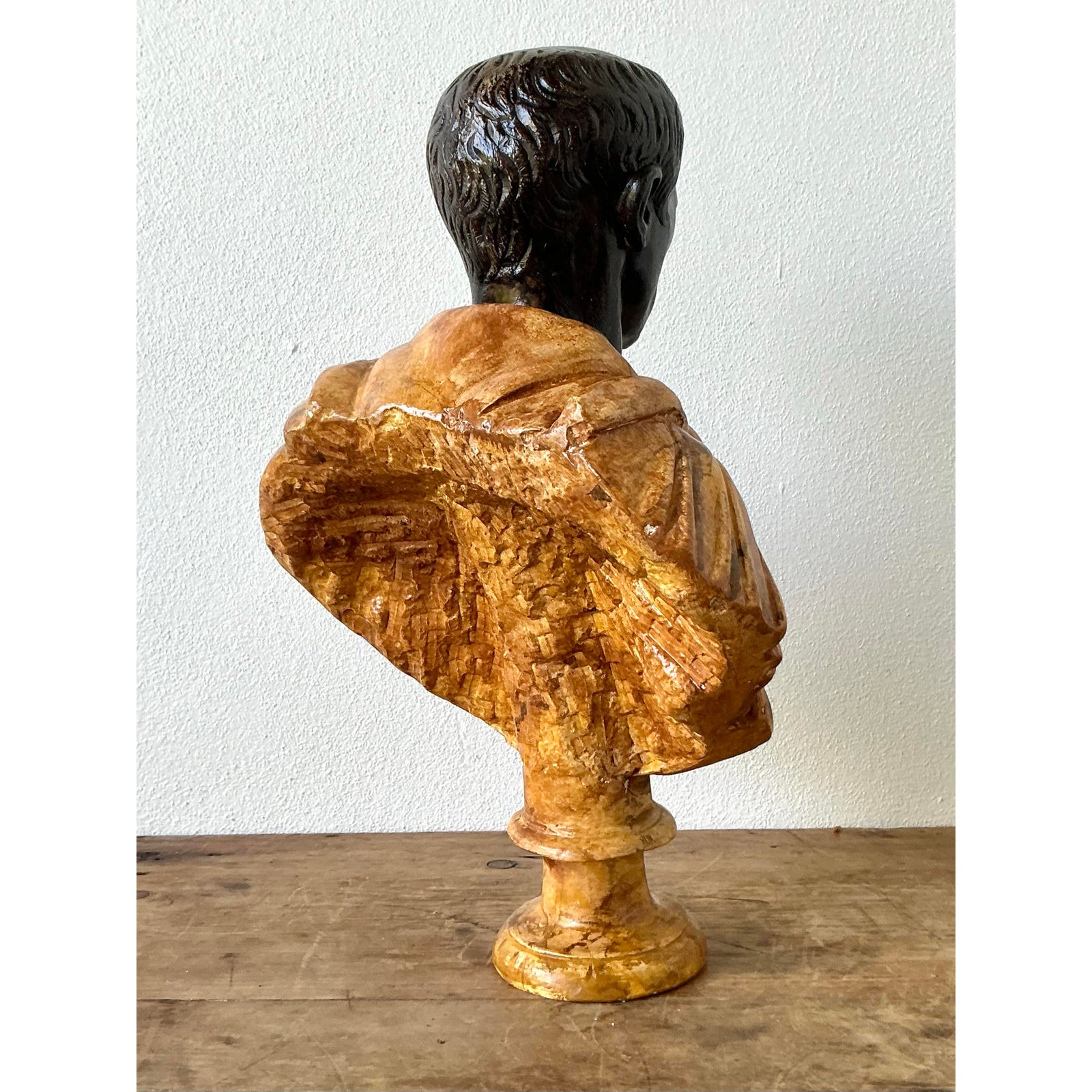 Vintage Grand Tour Plaster Bust of Man - Back view