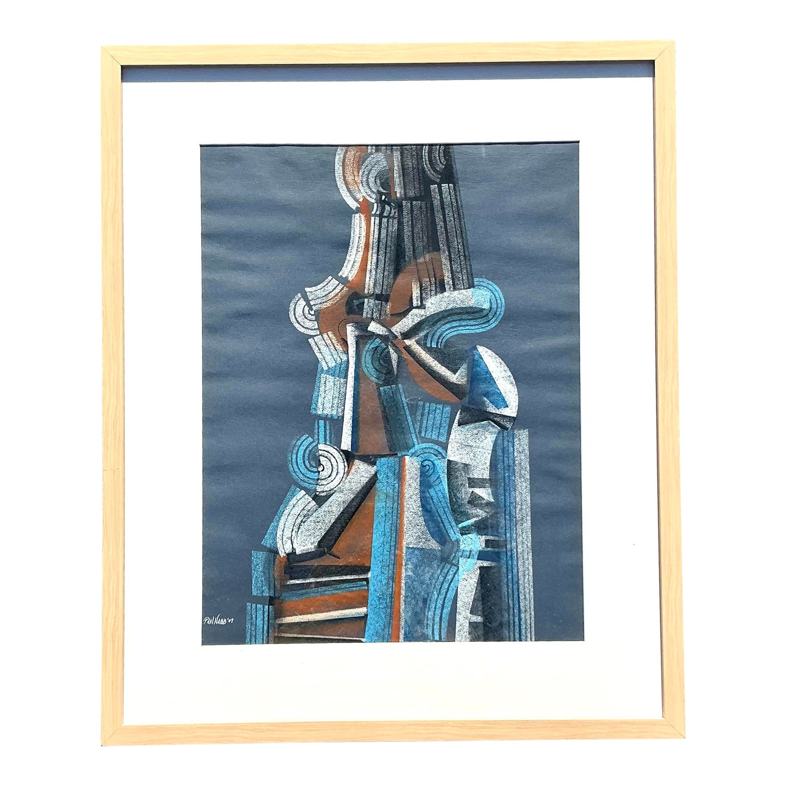 Vintage Boho Abstract Pastel on Paper