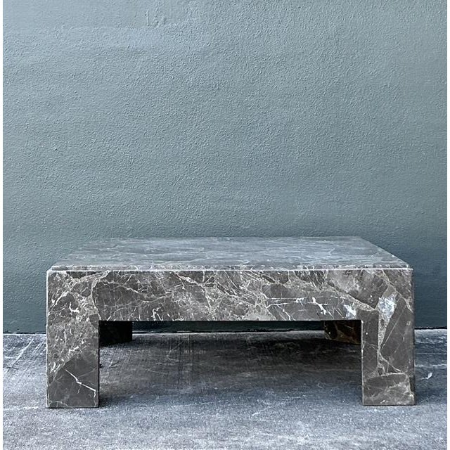 Vintage Boho Emperador Marble Coffee Table - Back view