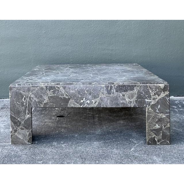 Vintage Boho Emperador Marble Coffee Table - Side view