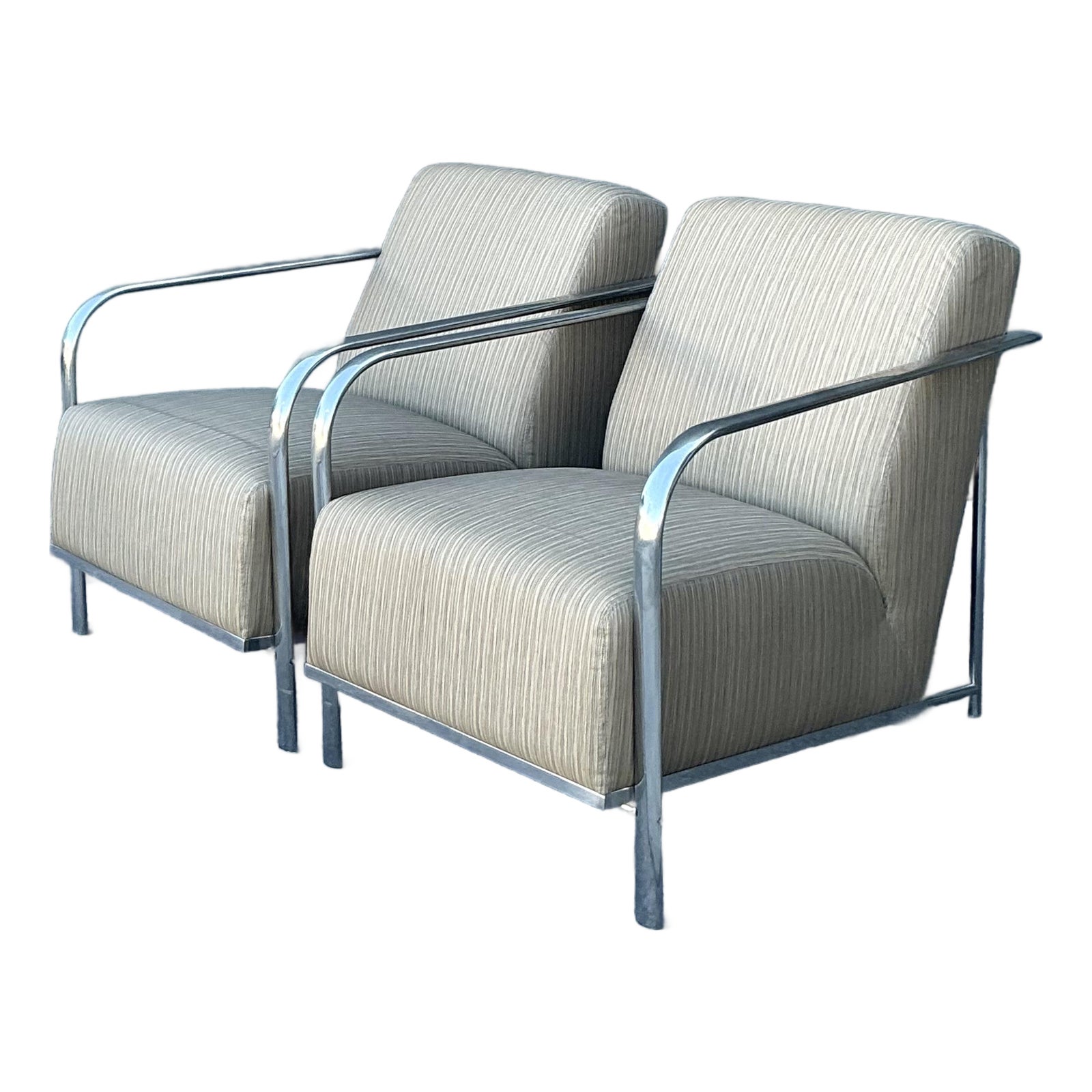 Vintage Boho Chrome Frame Lounge Chairs - A Pair