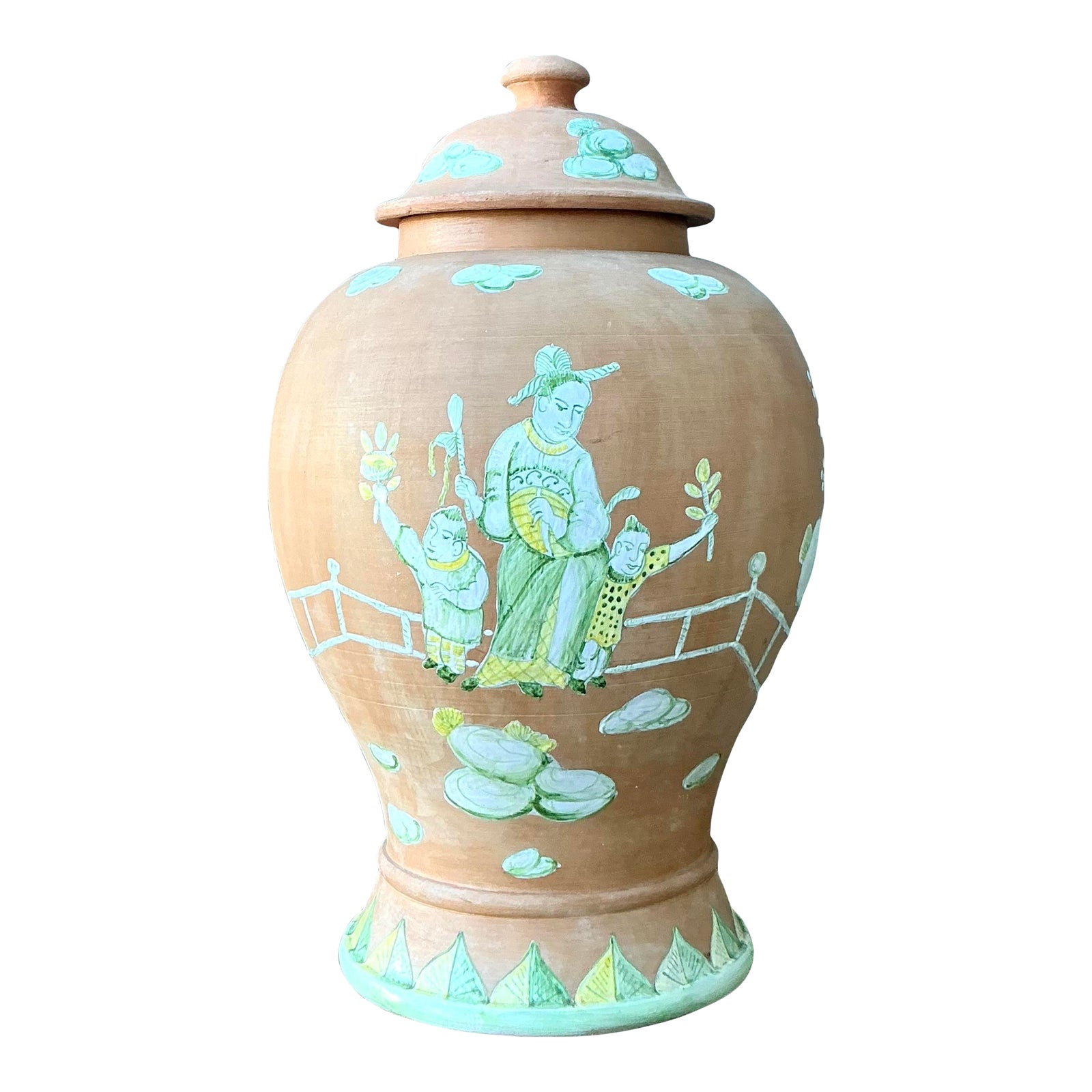 Vintage Regency Chinoiserie Lidded Urn