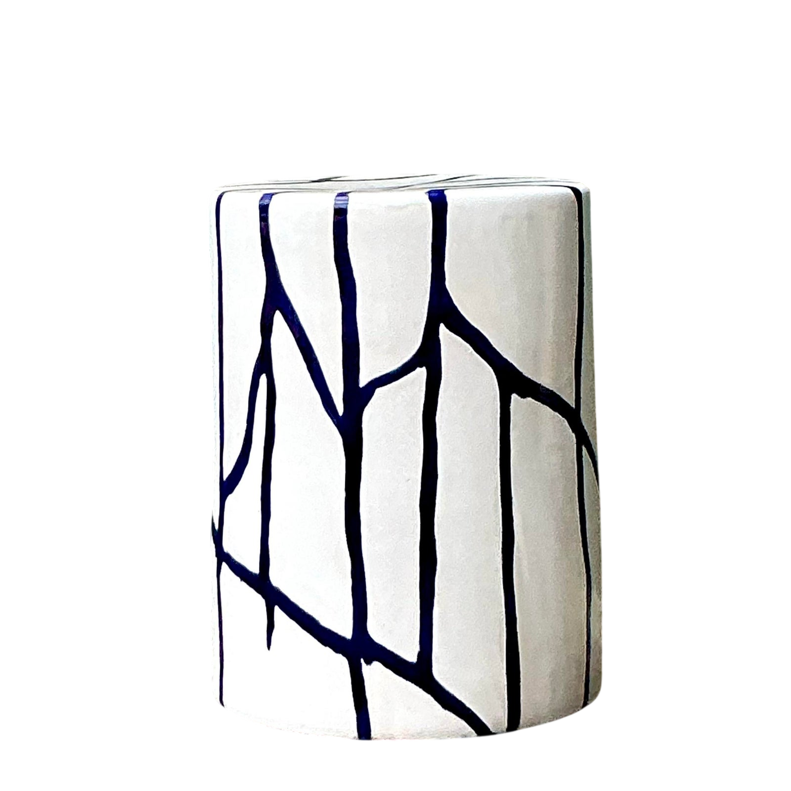 Vintage Boho Glazed Ceramic Low Stool
