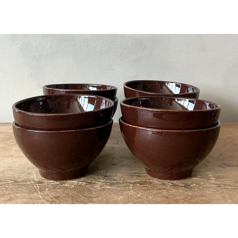 Vintage Italian Vietri Glazed Ceramic Bowls - Set of 8 - Back view