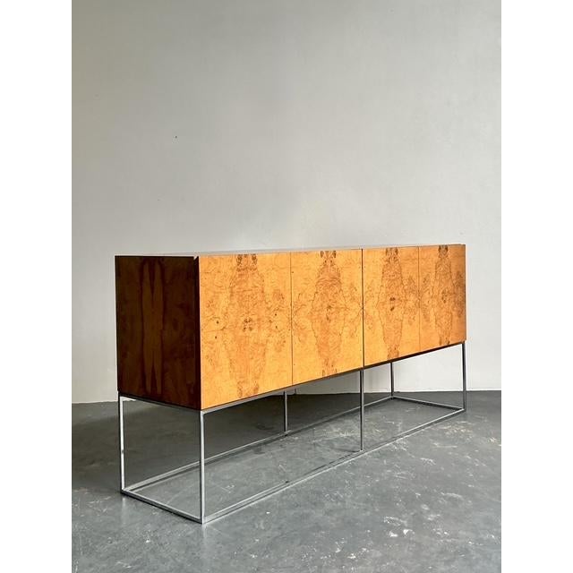 Vintage Boho Book Matched a Burl Wood Credenza After Thayer Coggin - Detail view