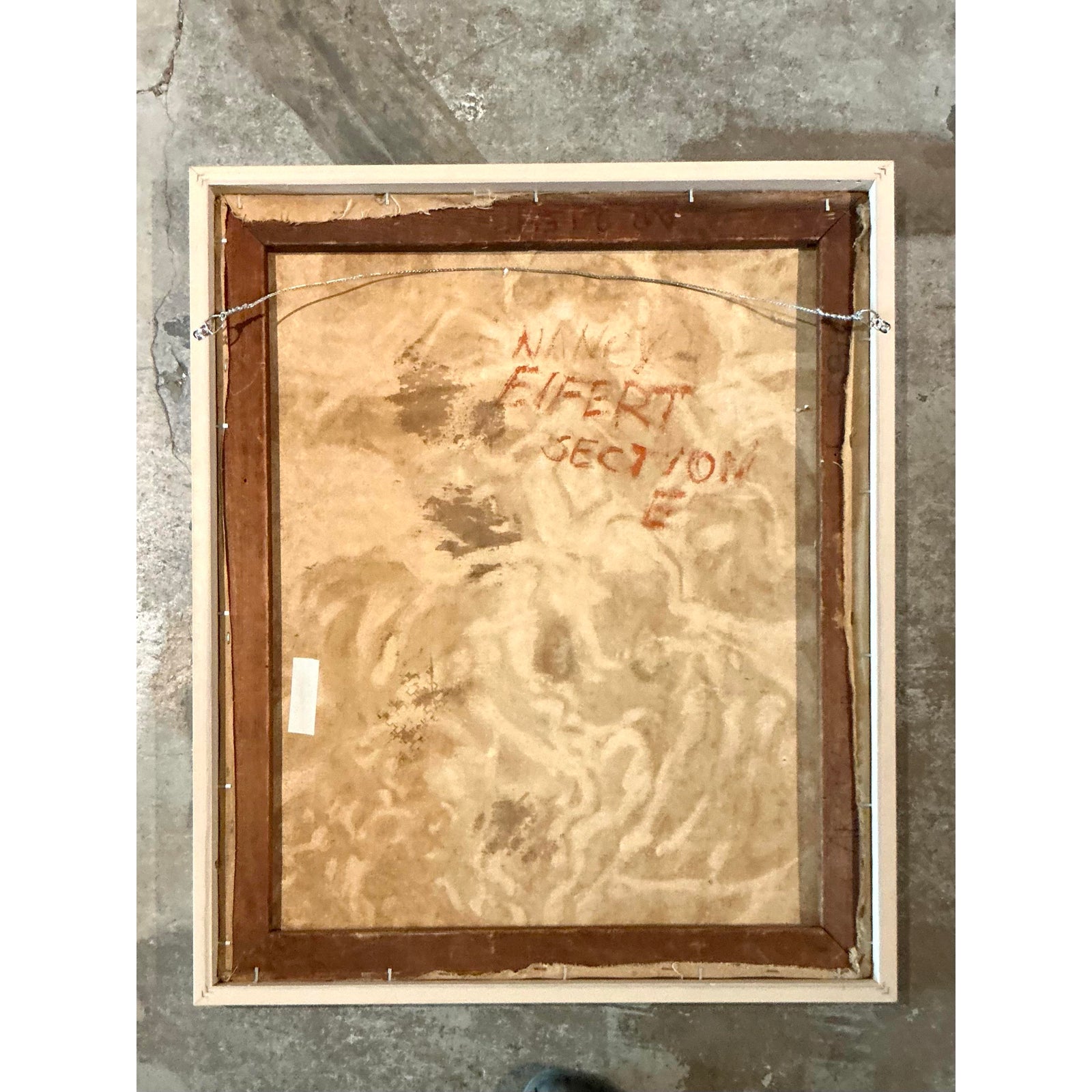 Vintage Boho Original Abstract Oil on Canvas - Canvas, 25.5W x 30.75H - Side view