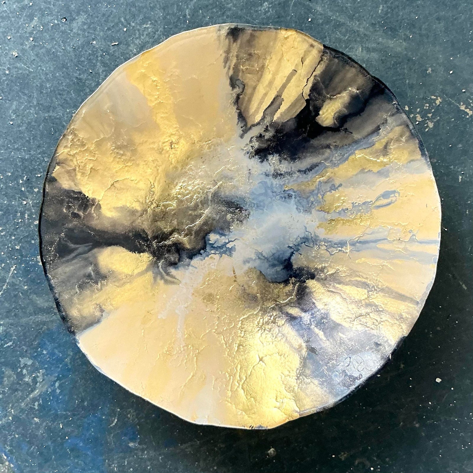 Vintage Boho Reverse Painted Bowl - Back view