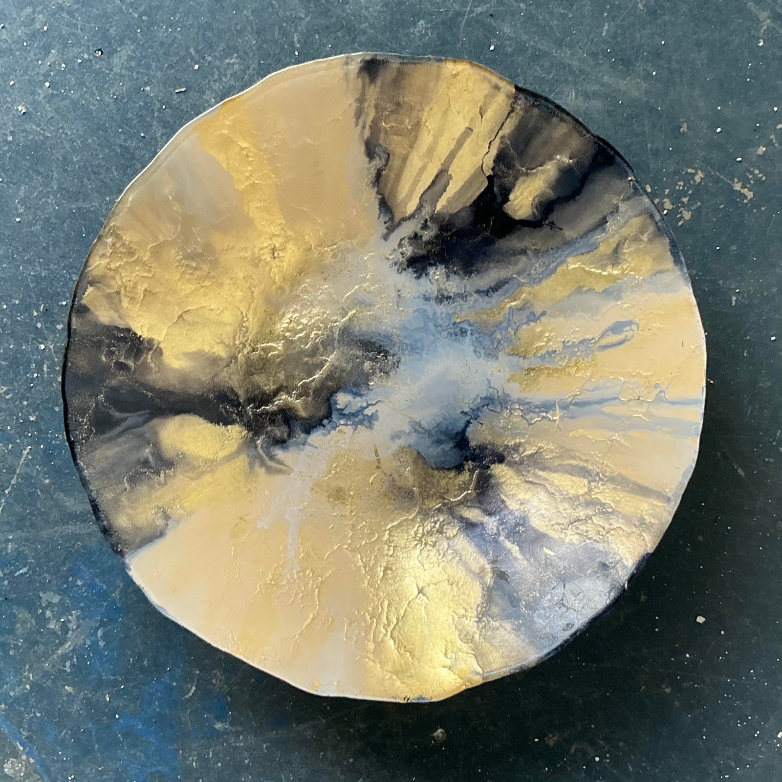 Vintage Boho Reverse Painted Bowl - Side view