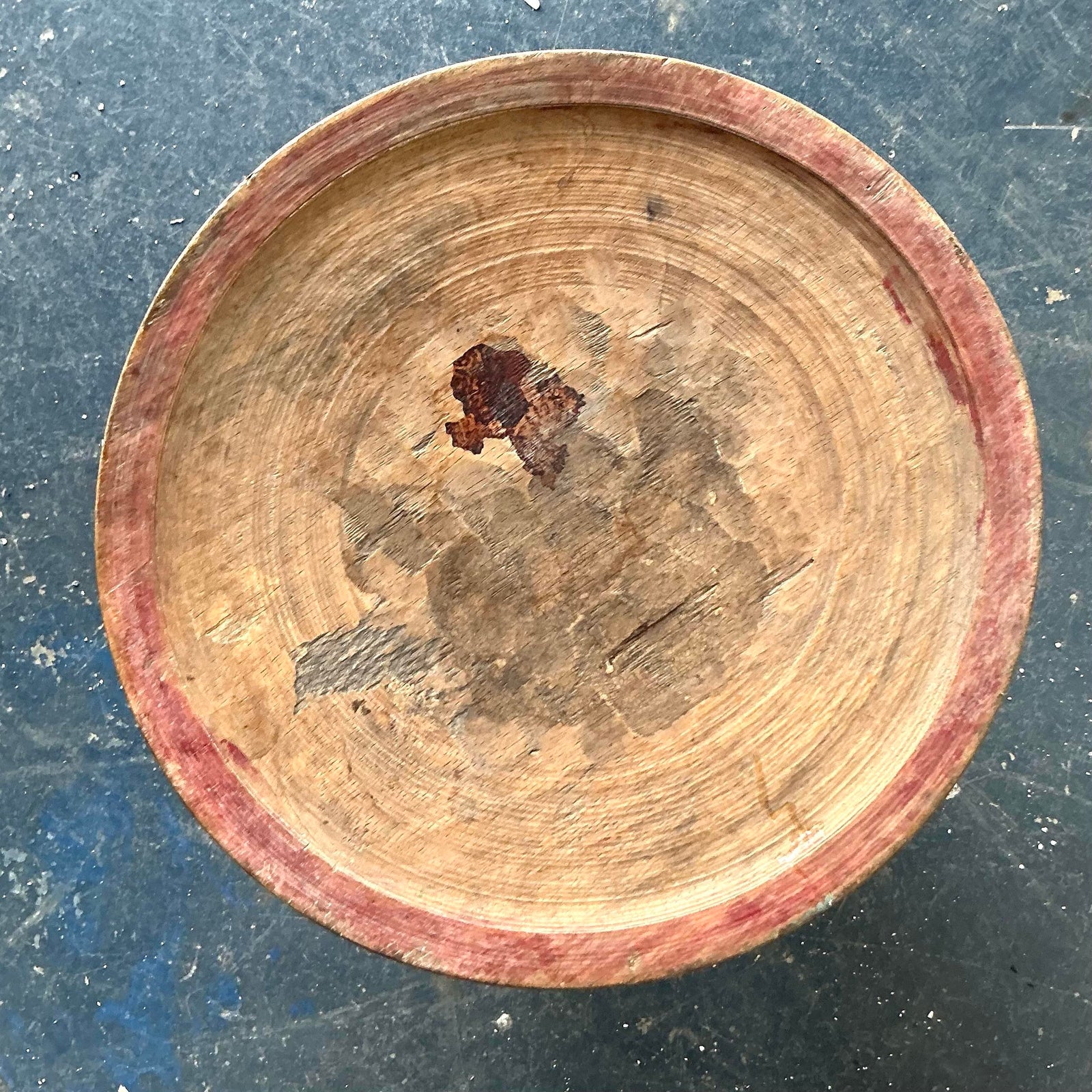 Vintage Boho Bali Dulang Painted Wooden Offering Tray - Side view
