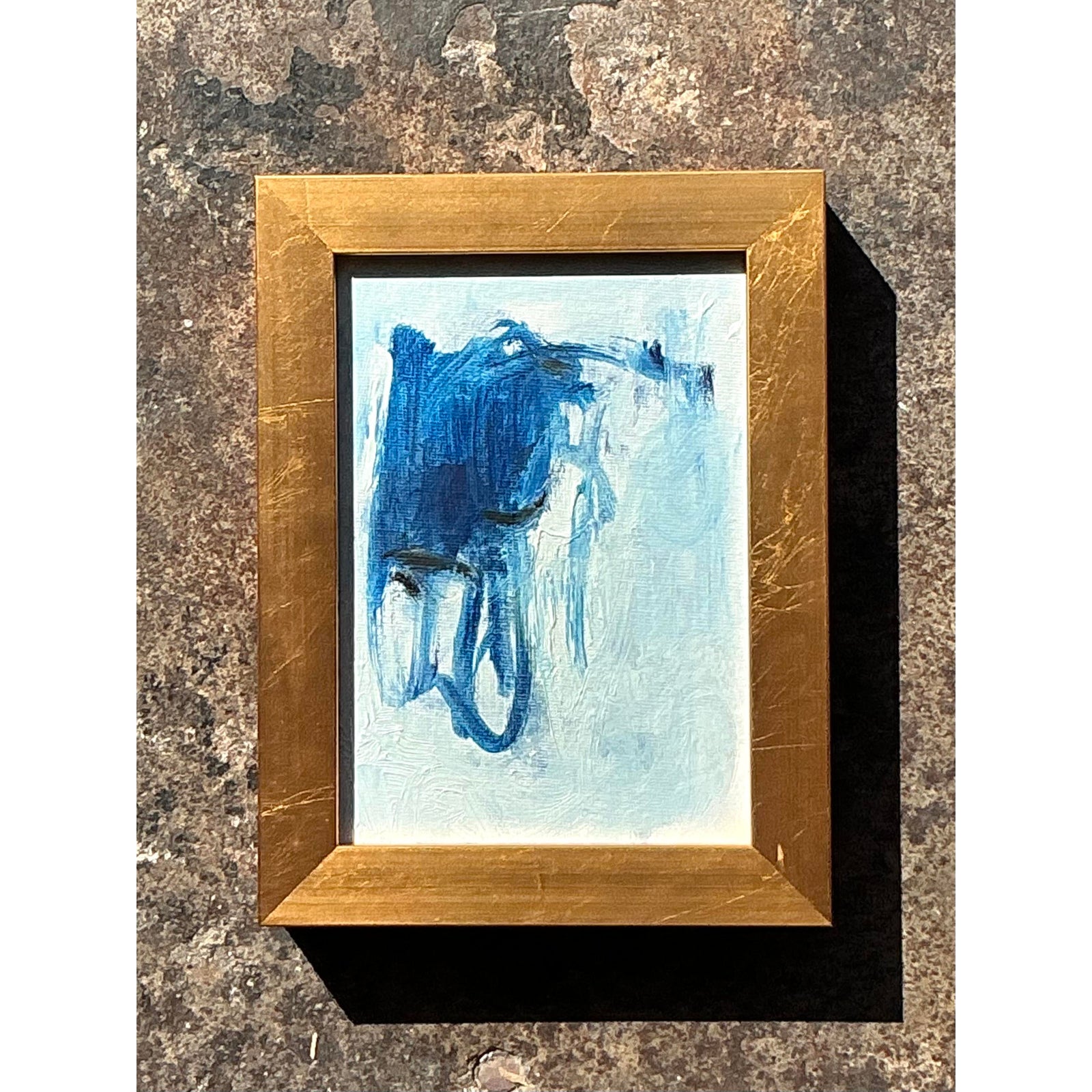 Vintage Original Abstract Oil Painting on Board - Side view