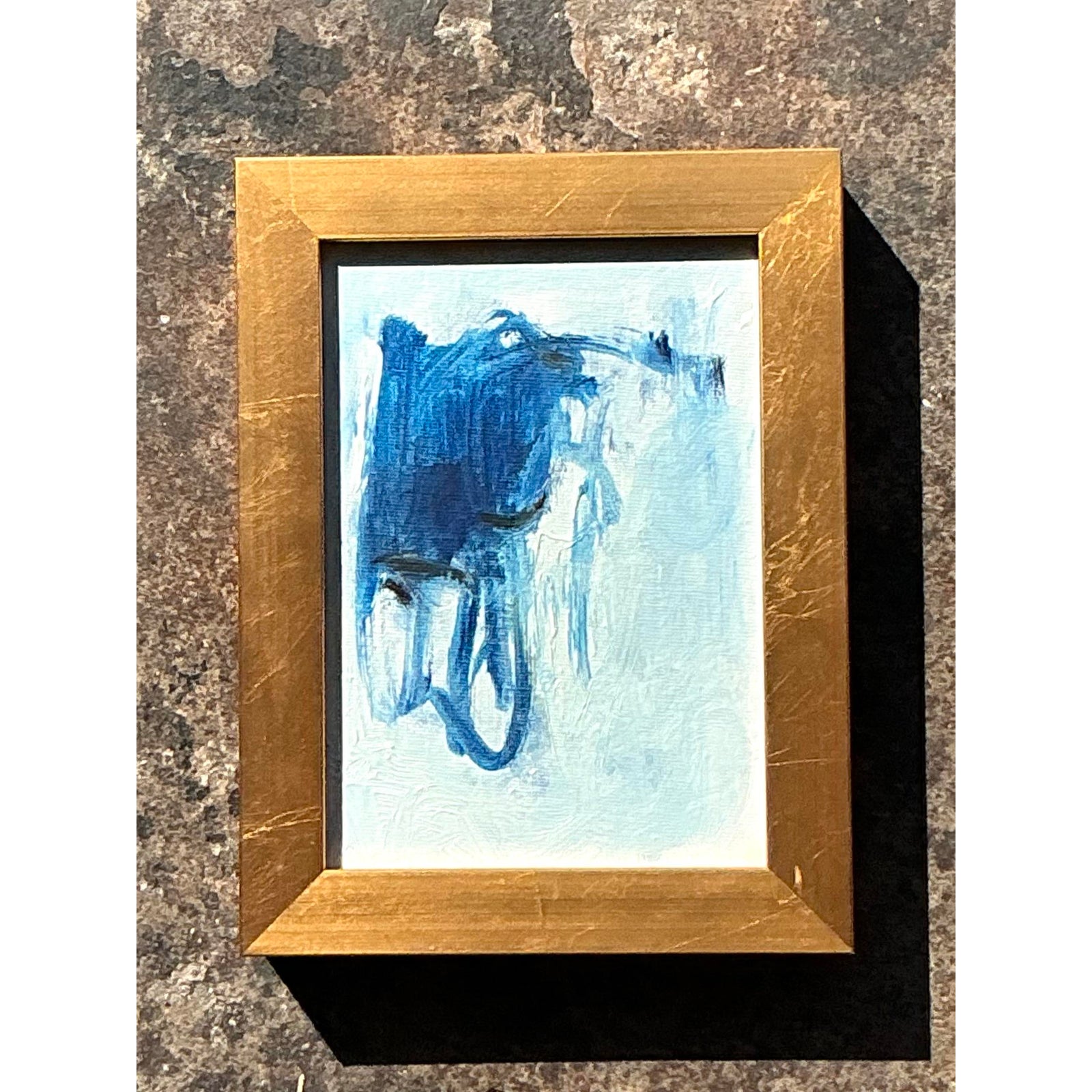 Vintage Original Abstract Oil Painting on Board - Top view