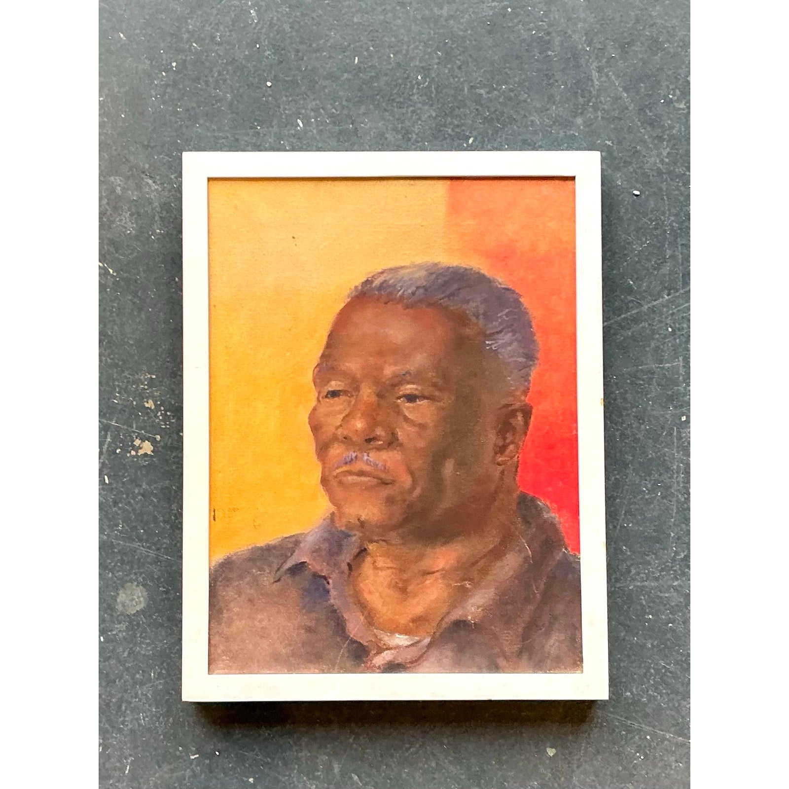 Vintage Original Oil Portrait on Canvas - Back view
