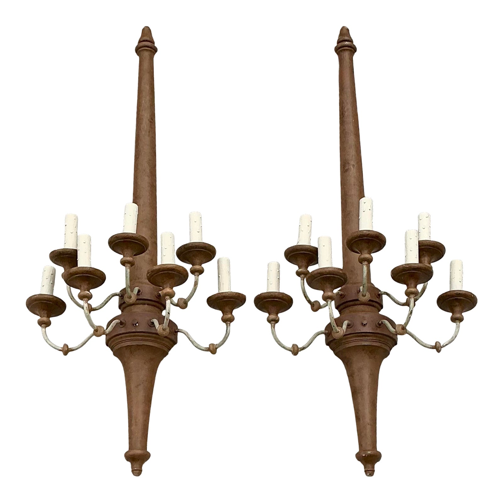 Vintage Boho Monumental Wall Sconces - A Pair