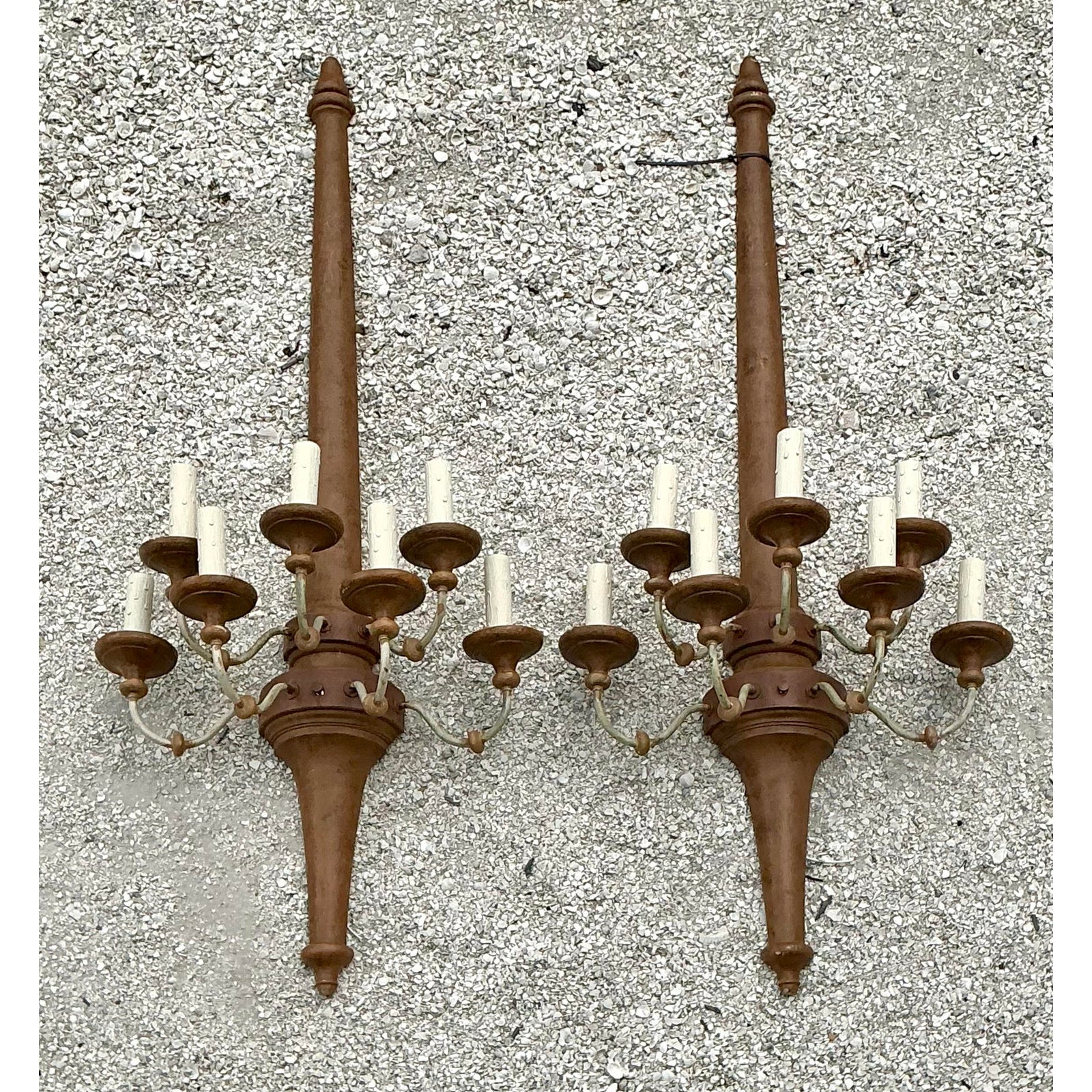 Vintage Boho Monumental Wall Sconces - A Pair - Detail view