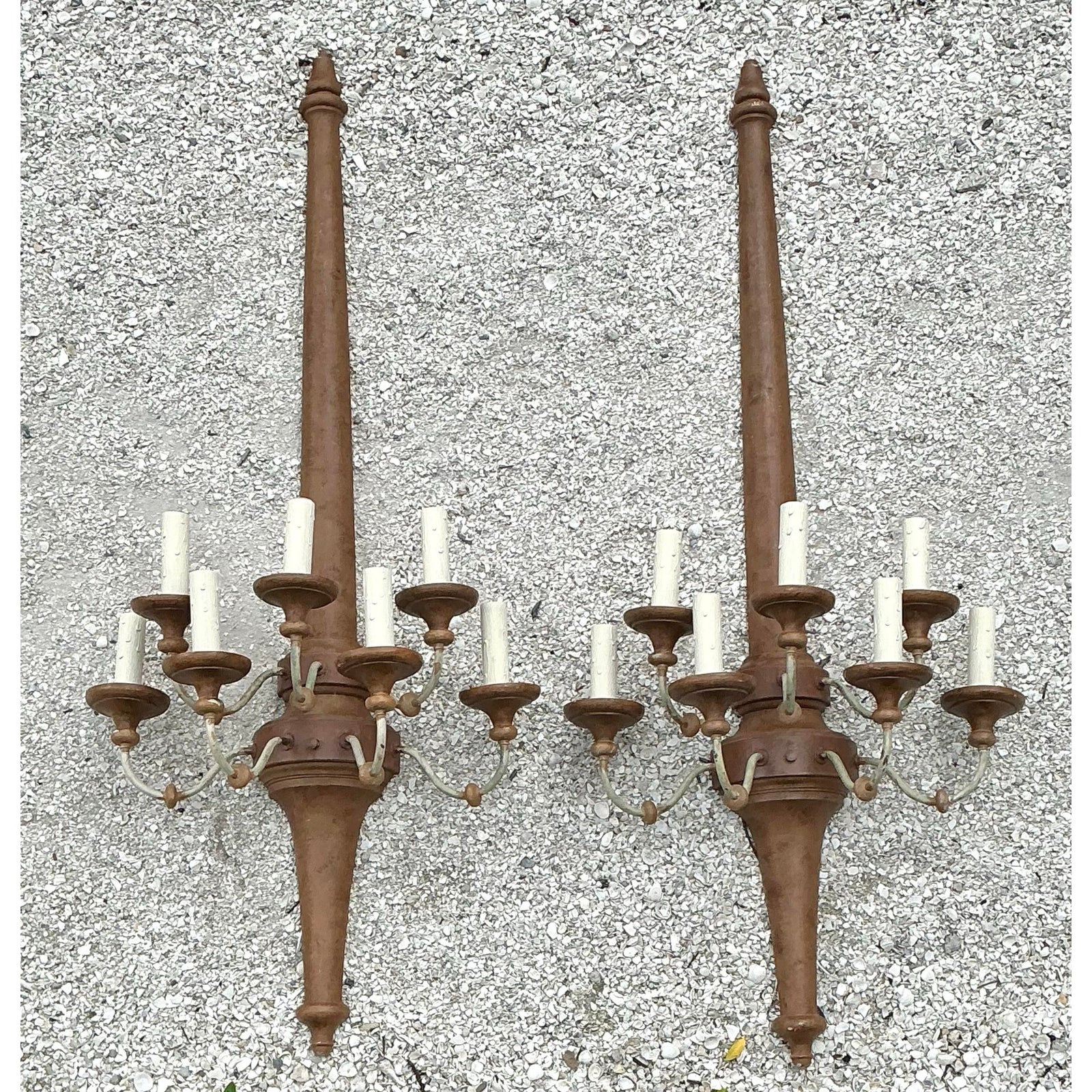 Vintage Boho Monumental Wall Sconces - A Pair - Side view