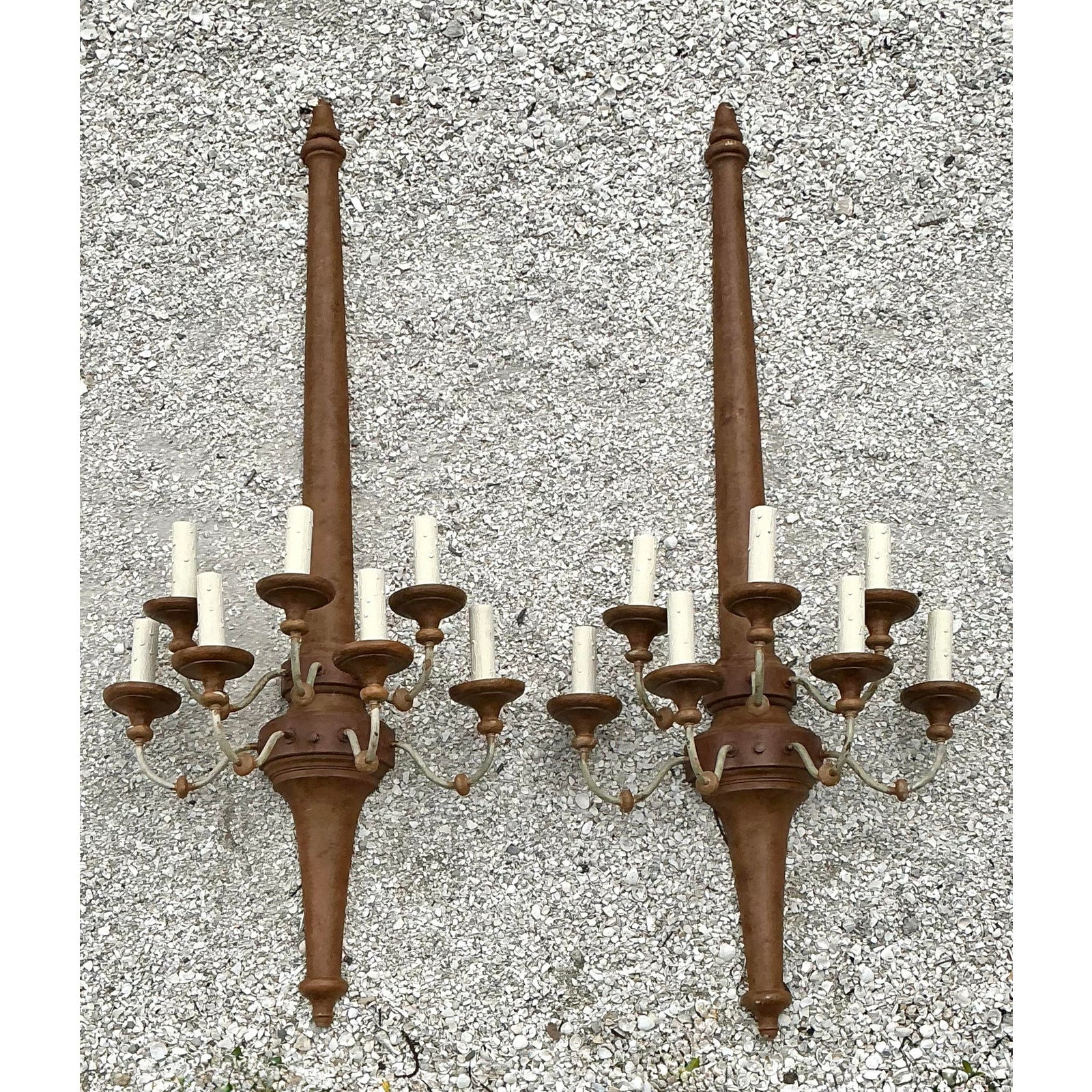 Vintage Boho Monumental Wall Sconces - A Pair - Top view