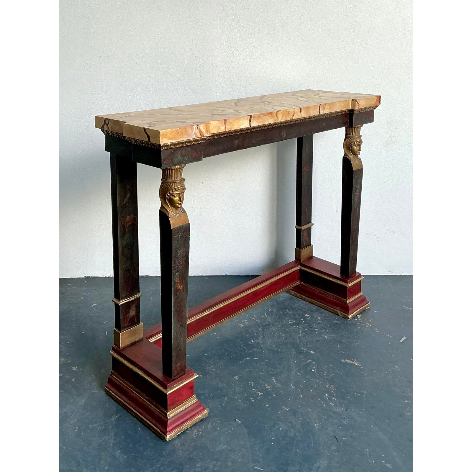 Vintage Regency Faux Finished Empire Console Table - Detail view