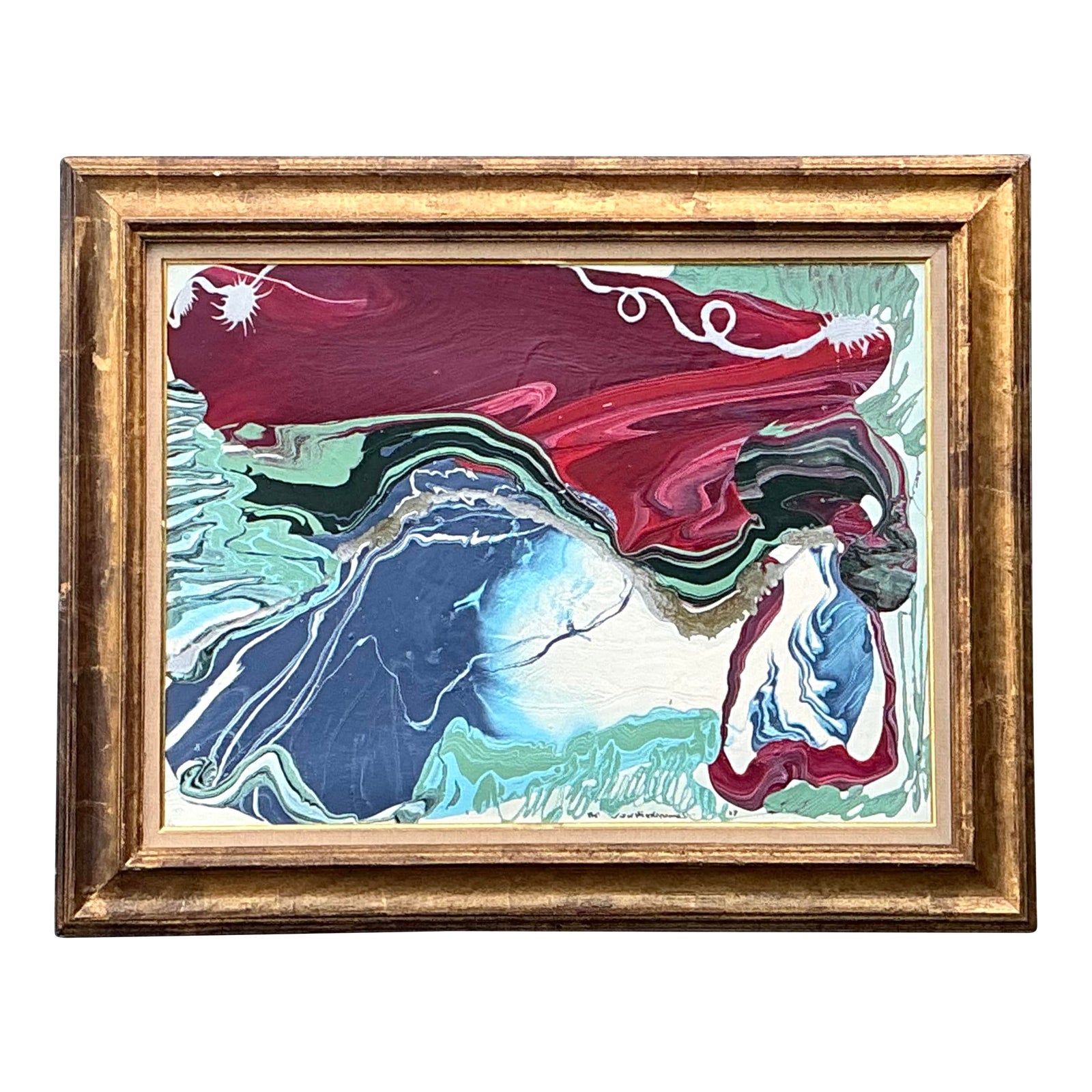 Vintage Boho Original Abstract Oil on Canvas
