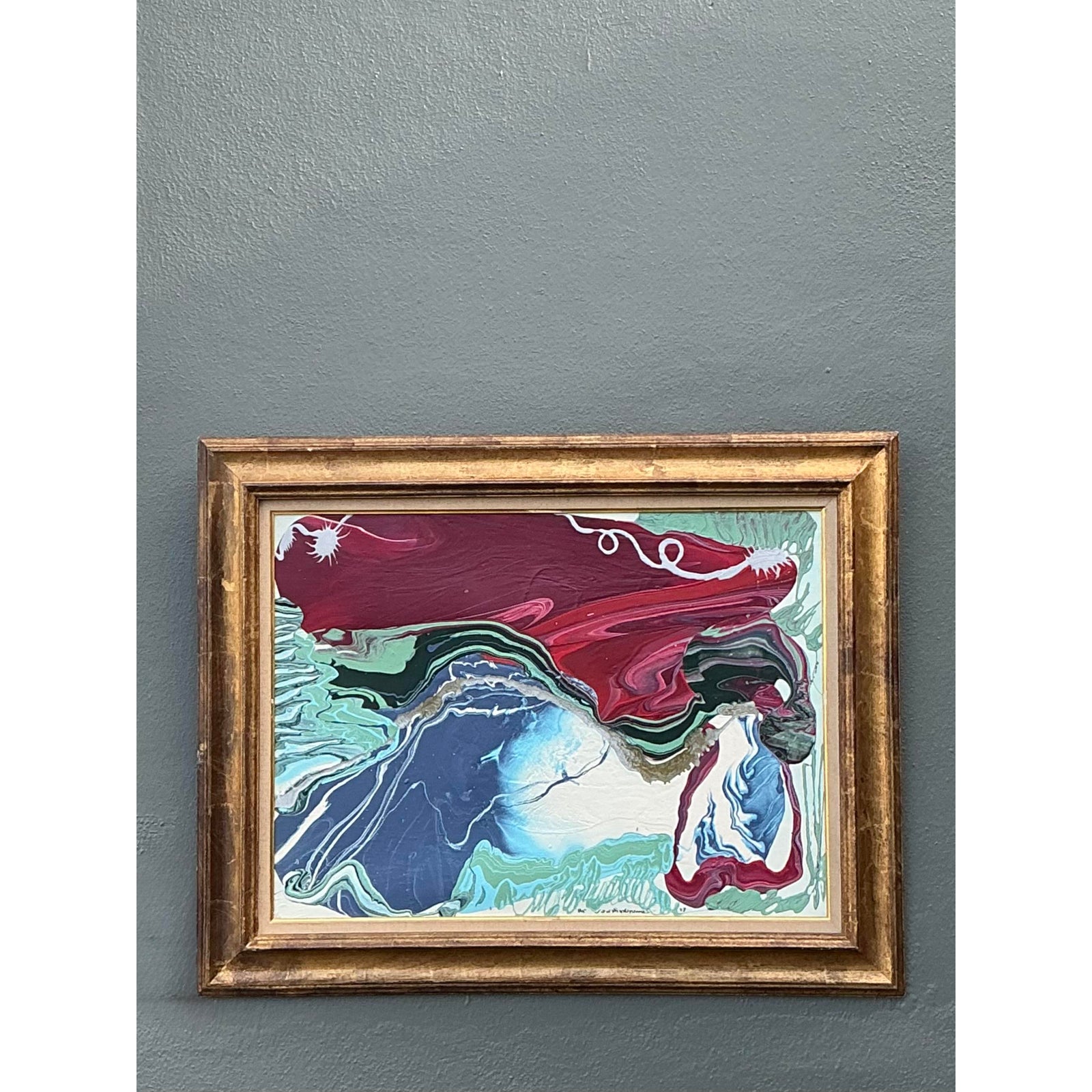 Vintage Boho Original Abstract Oil on Canvas - Side view