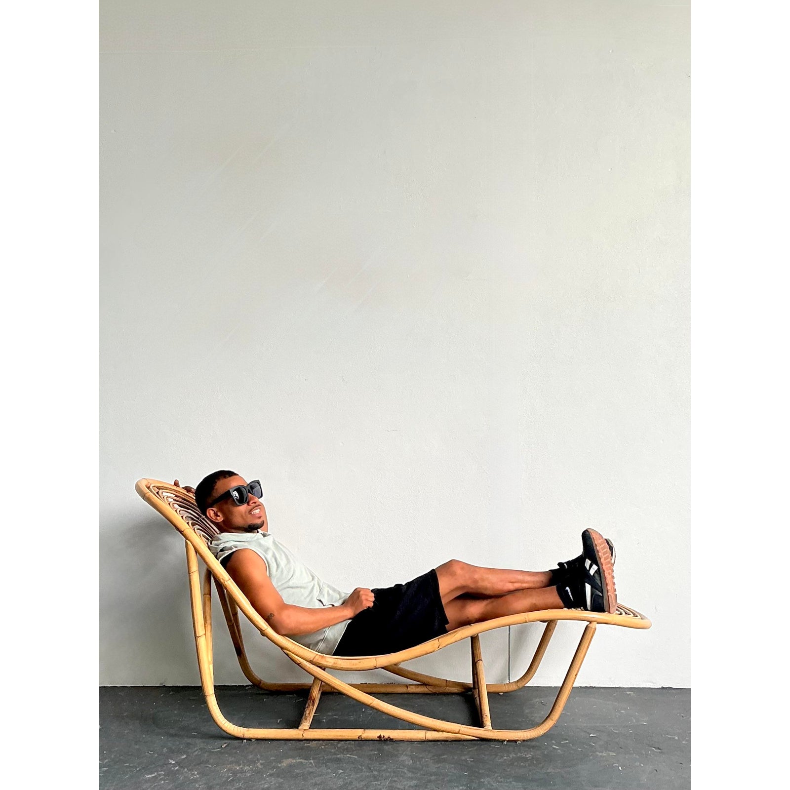 Vintage Bent Rattan Chaise Lounge - A Pair - Top view