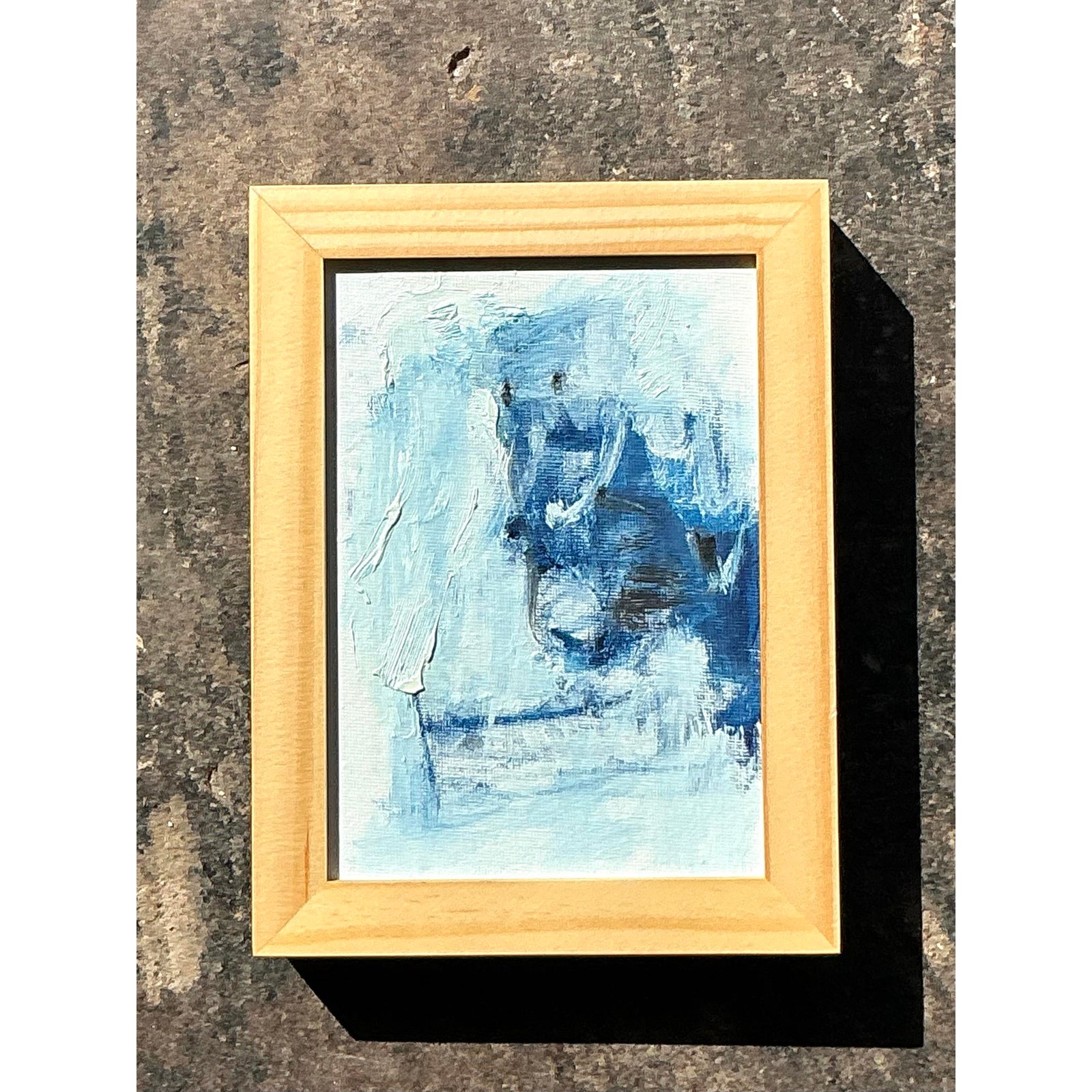 Vintage Original Abstract Oil Painting on Board - Top view